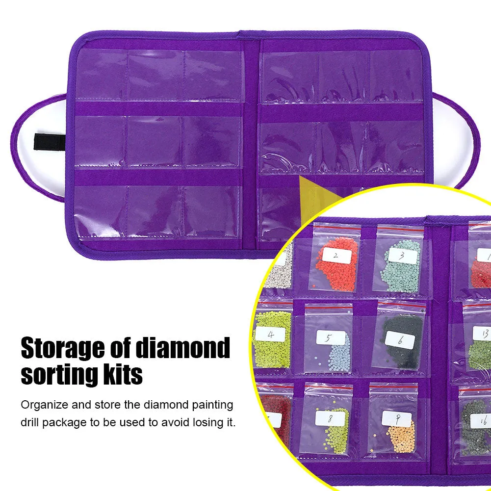 18 Pocket Diamond Painting Drill Storage Handbag Felt DIY Mosaic Bead Bags