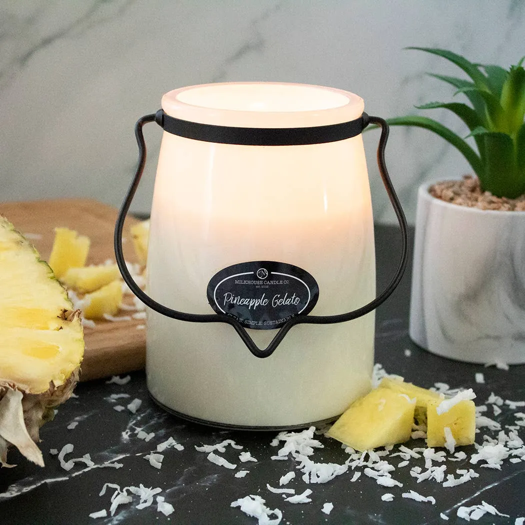 22 oz Butter Jar Soy Candle: Pineapple Gelato, by Milkhouse