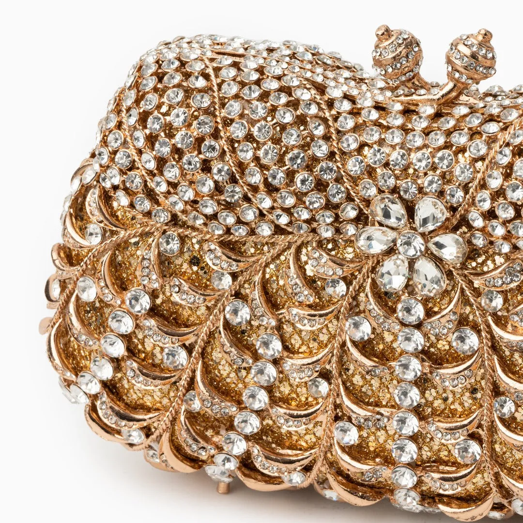 Alyssa Rhinestones Clutch Bag - White Crystals
