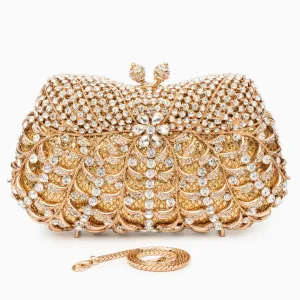 Alyssa Rhinestones Clutch Bag - White Crystals