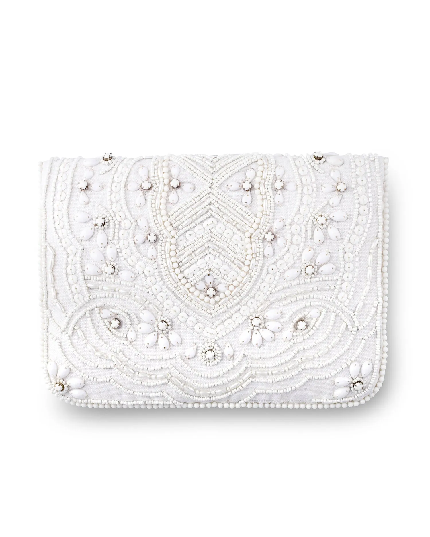 ANGEL - WHITE BEADED BRIDAL CLUTCH
