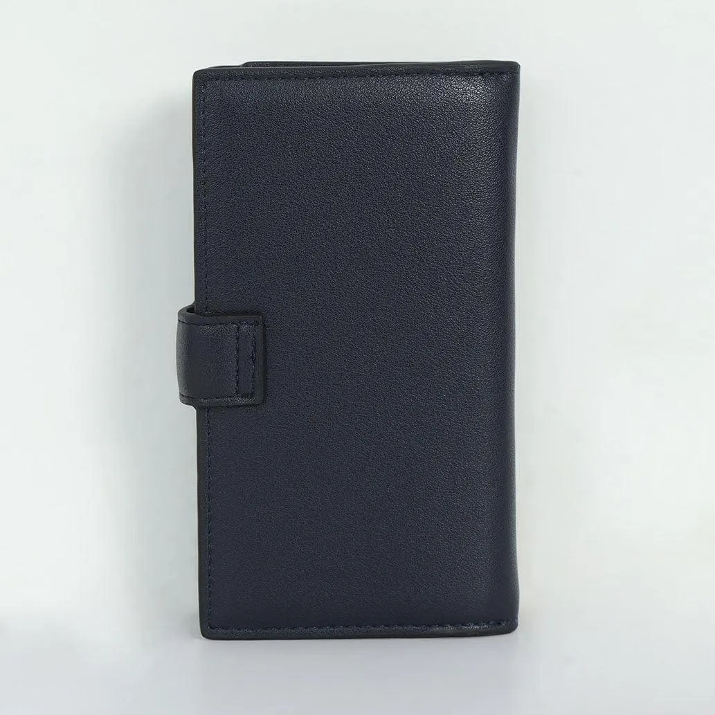 Artificial Leather Hand Wallet with Snap Closure - Blue