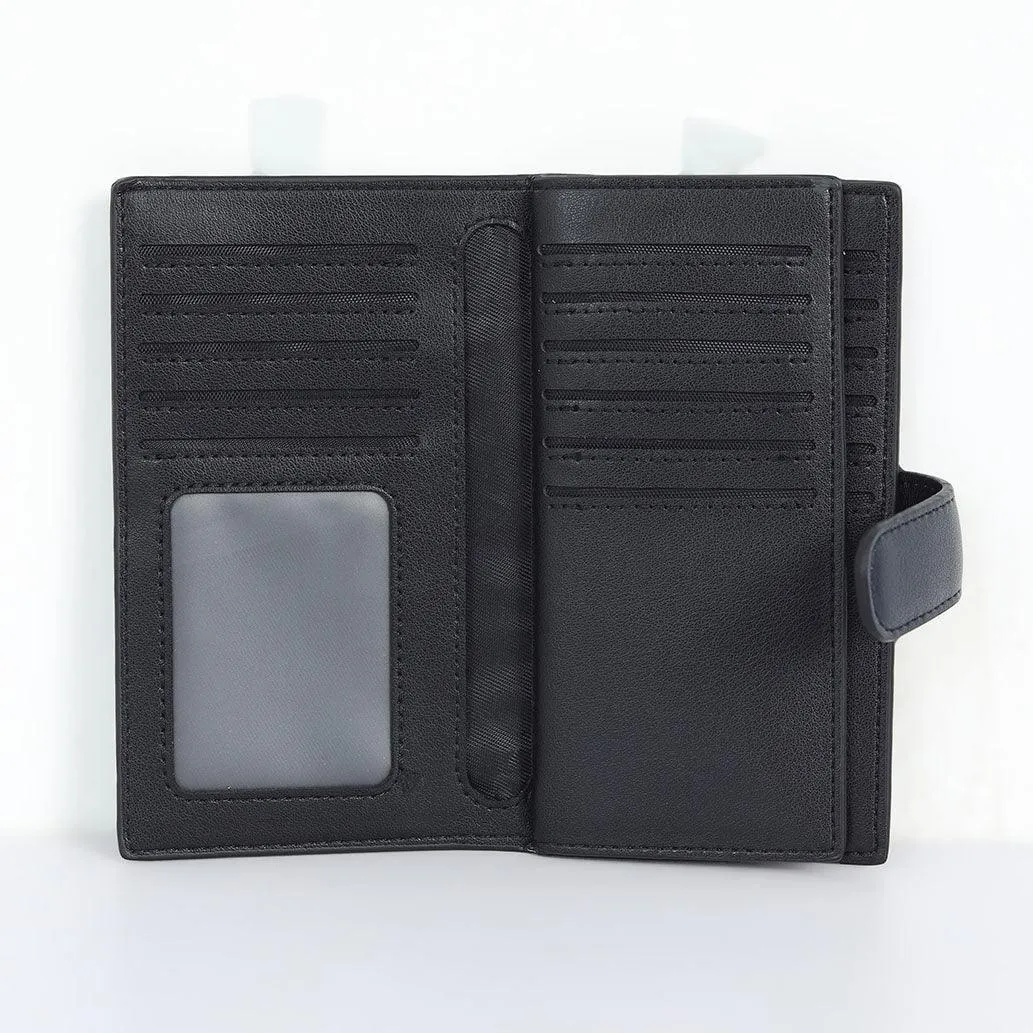 Artificial Leather Hand Wallet with Snap Closure - Blue