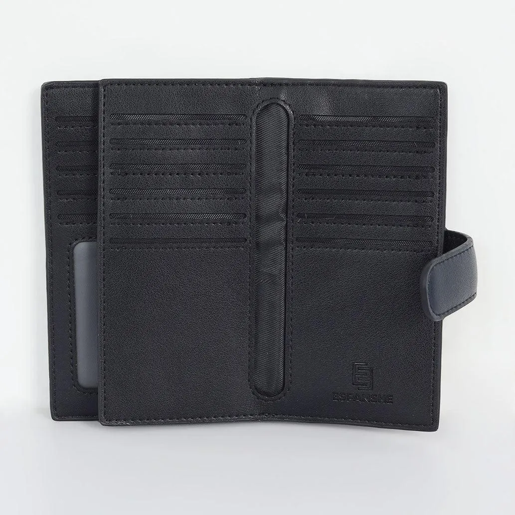 Artificial Leather Hand Wallet with Snap Closure - Blue