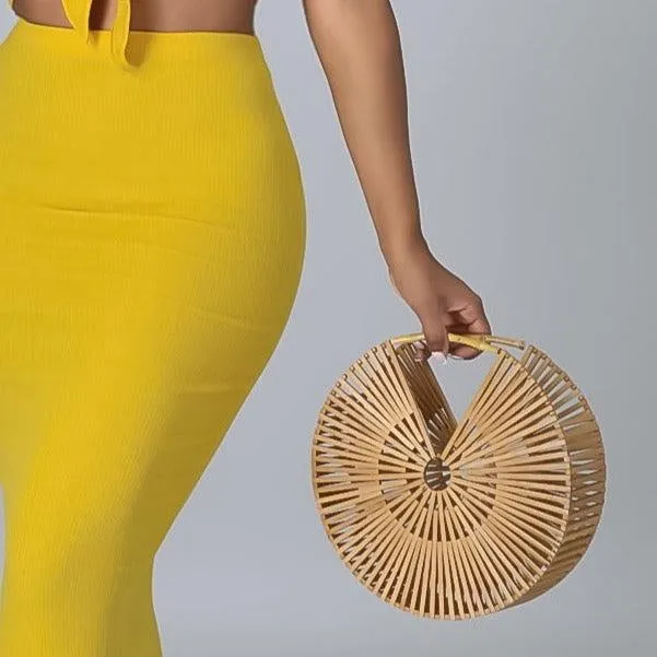 Bamboo Round Fan Bag