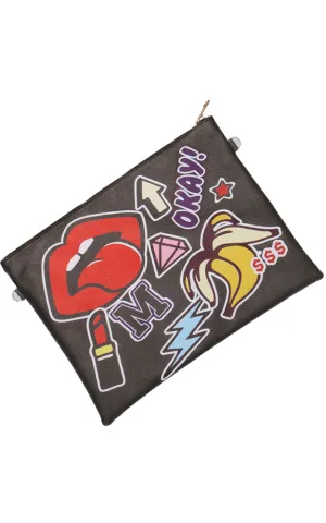 [BOGO] FSB19211 Pop Illustrations Beach Clutch Bag w/ Shoulder Strap