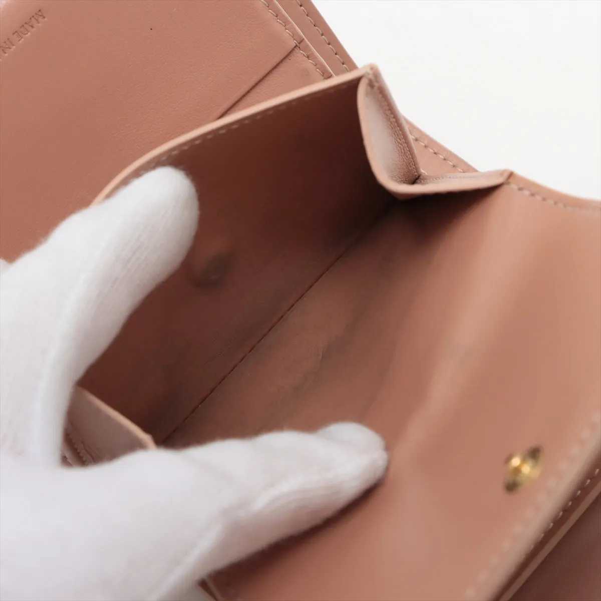 Celine Triomphe Beige Compact Flap Cardholder Wallet