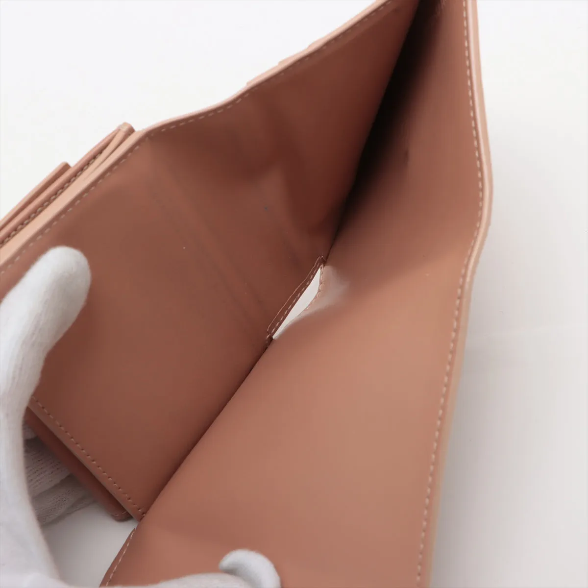 Celine Triomphe Beige Compact Flap Cardholder Wallet