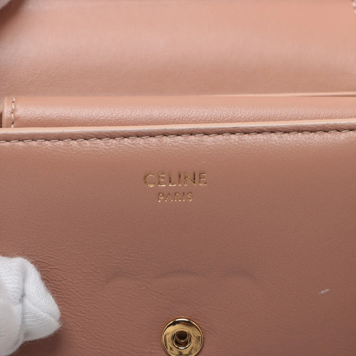 Celine Triomphe Beige Compact Flap Cardholder Wallet