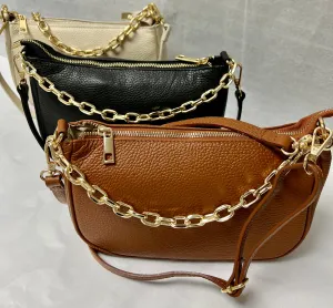 Chain Detail Leather Handbag