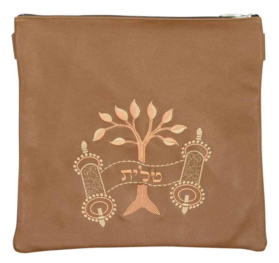 Classic Leather Tallis and Teffilin Bag Tree &amp; Torah Design, Eitz Chaim, Tree of Life 270A-TN