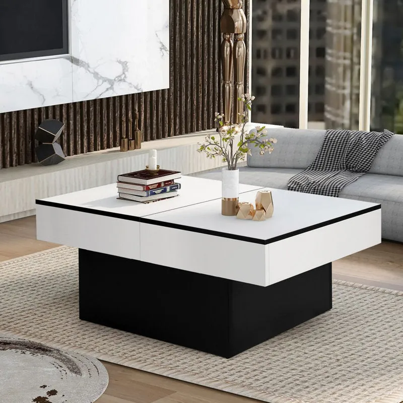 Coffee Table for Living Room, Modern High-Gloss Coffee Table with Hidden Storage
