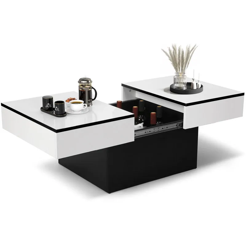 Coffee Table for Living Room, Modern High-Gloss Coffee Table with Hidden Storage