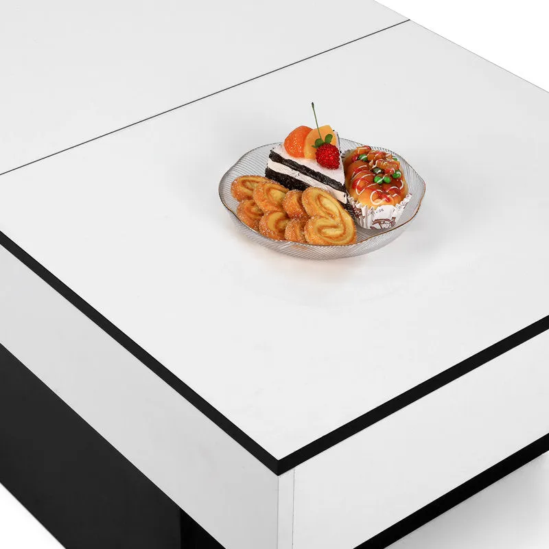 Coffee Table for Living Room, Modern High-Gloss Coffee Table with Hidden Storage