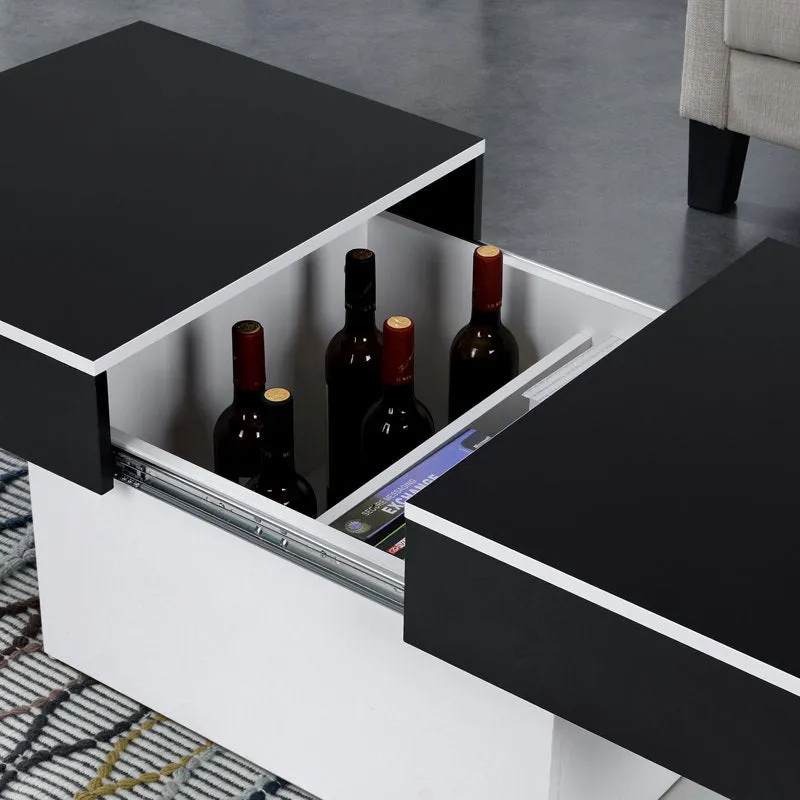 Coffee Table for Living Room, Modern High-Gloss Coffee Table with Hidden Storage