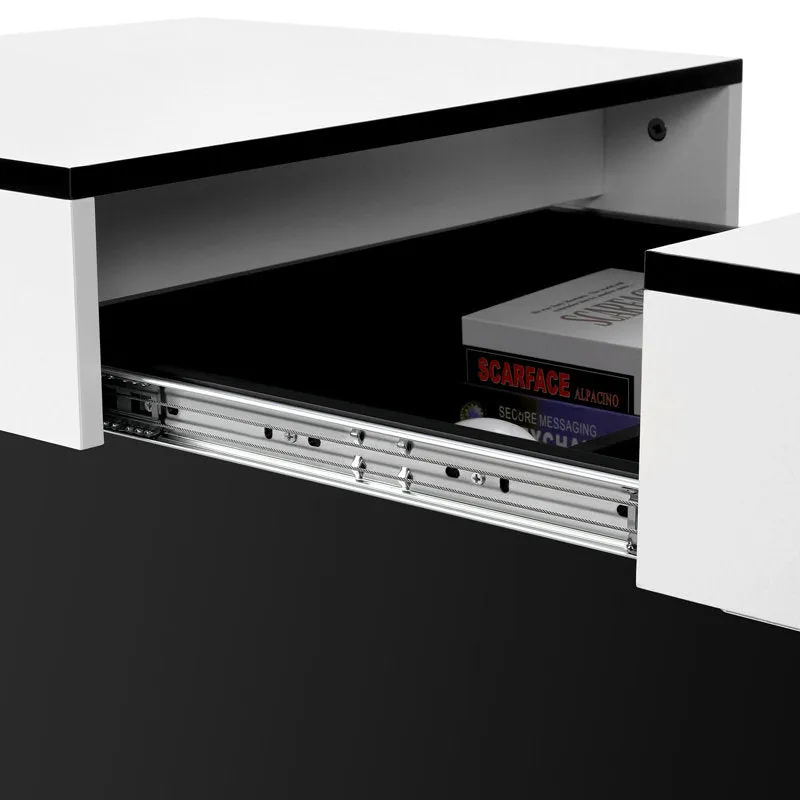 Coffee Table for Living Room, Modern High-Gloss Coffee Table with Hidden Storage