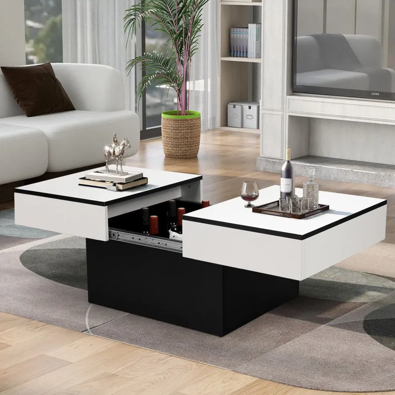 Coffee Table for Living Room, Modern High-Gloss Coffee Table with Hidden Storage