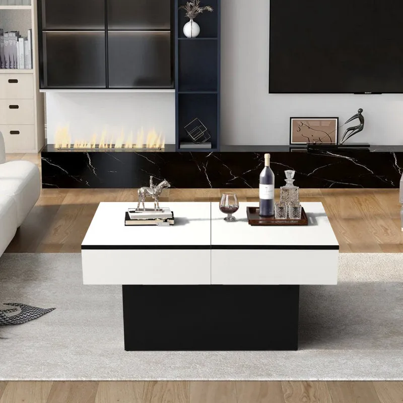 Coffee Table for Living Room, Modern High-Gloss Coffee Table with Hidden Storage