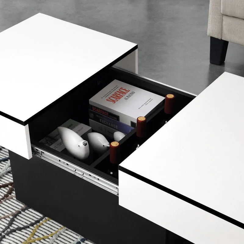 Coffee Table for Living Room, Modern High-Gloss Coffee Table with Hidden Storage