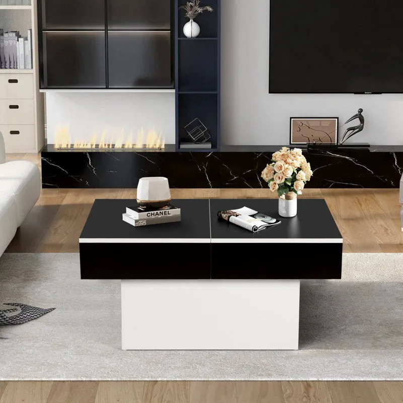Coffee Table for Living Room, Modern High-Gloss Coffee Table with Hidden Storage