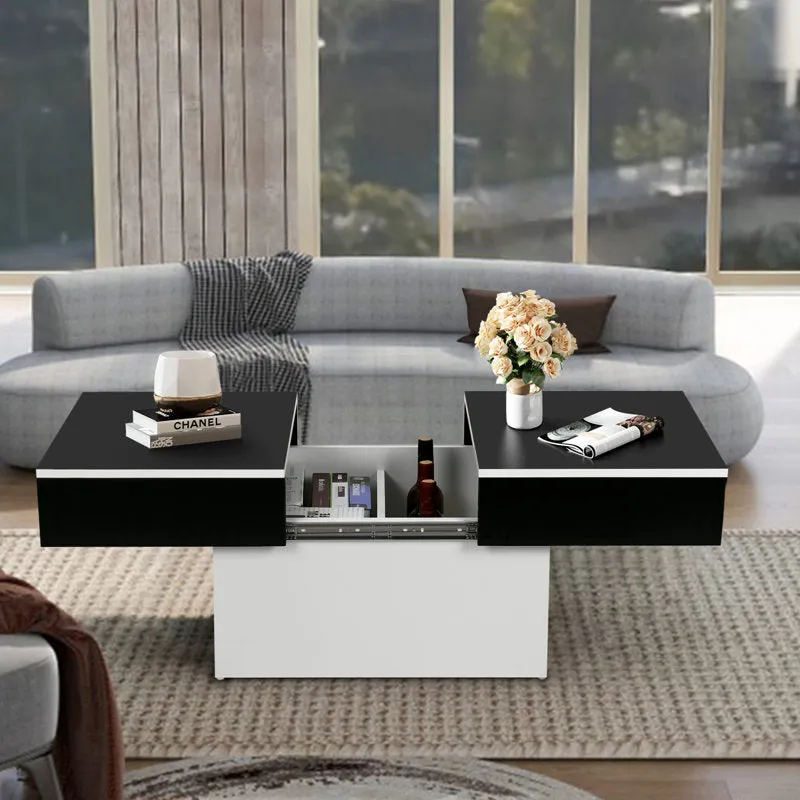Coffee Table for Living Room, Modern High-Gloss Coffee Table with Hidden Storage