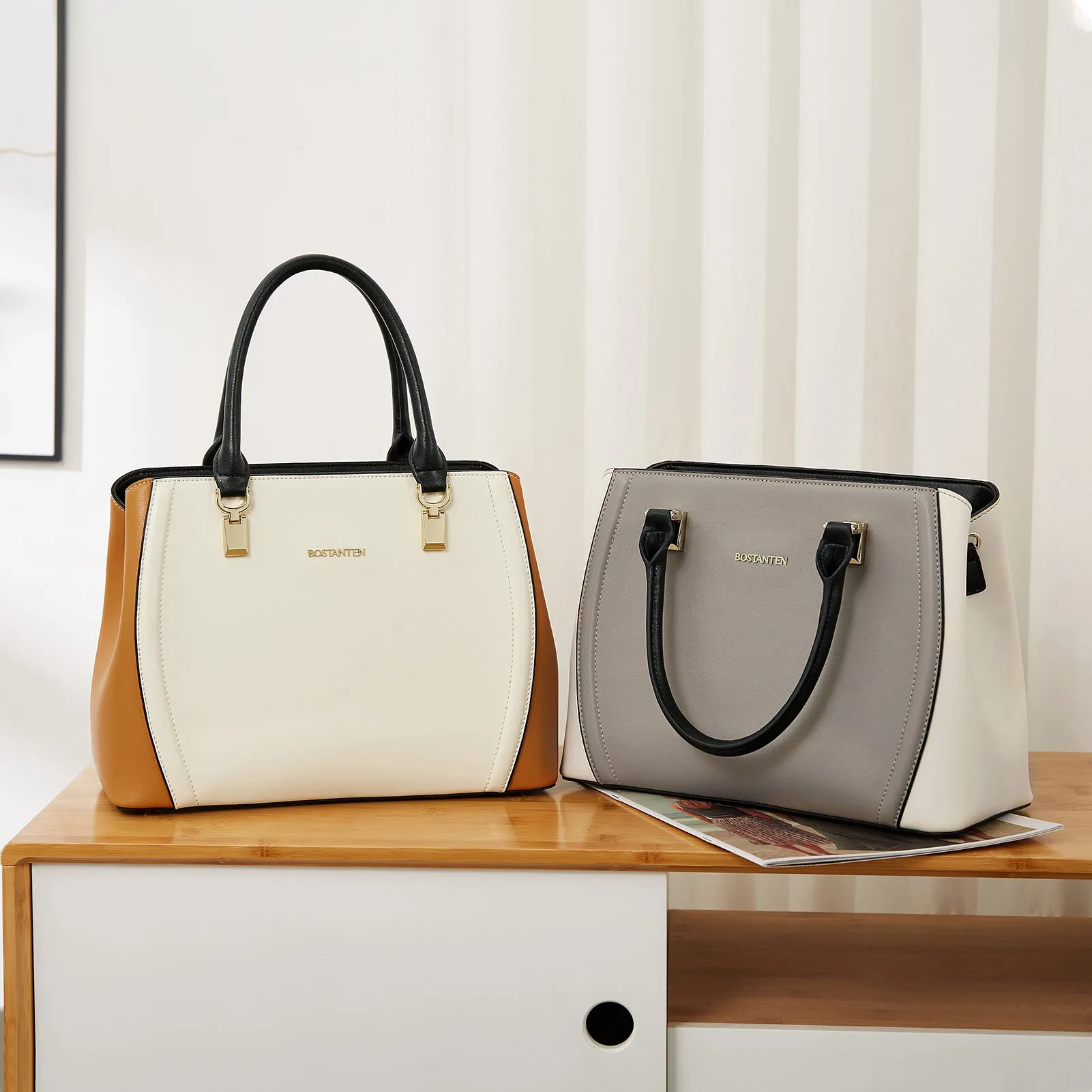 Designer 11'' Leather Satchel With Crossbody Strap