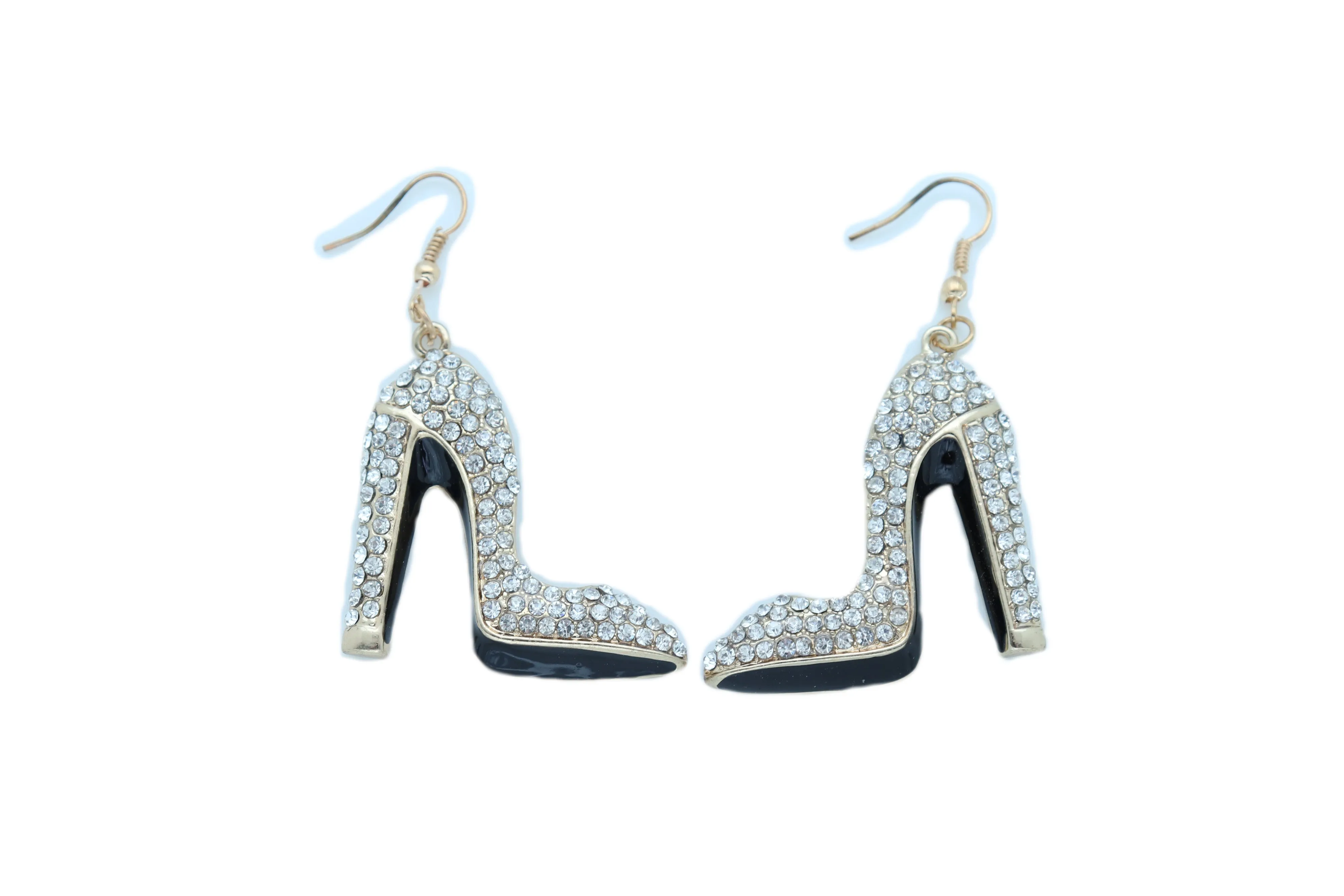 Earrings Set Gold Metal Fancy Fashion Pump Shoes Earrings Bling Sexy Party Look