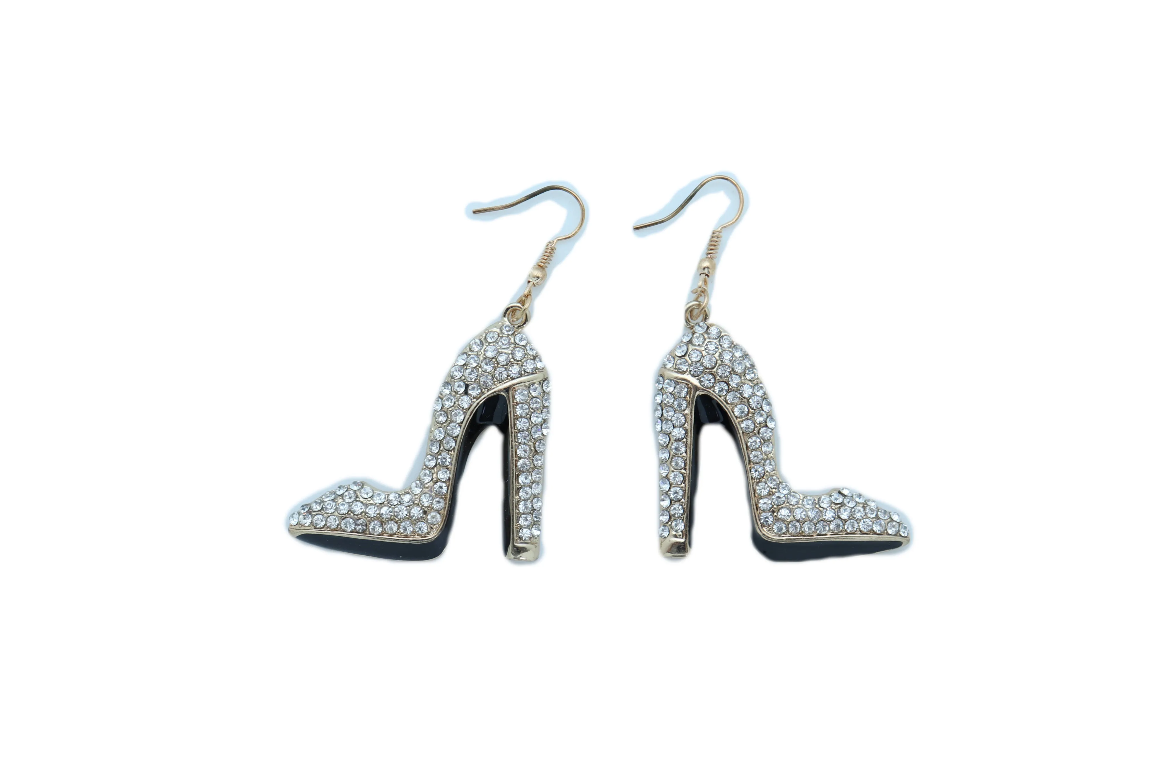 Earrings Set Gold Metal Fancy Fashion Pump Shoes Earrings Bling Sexy Party Look