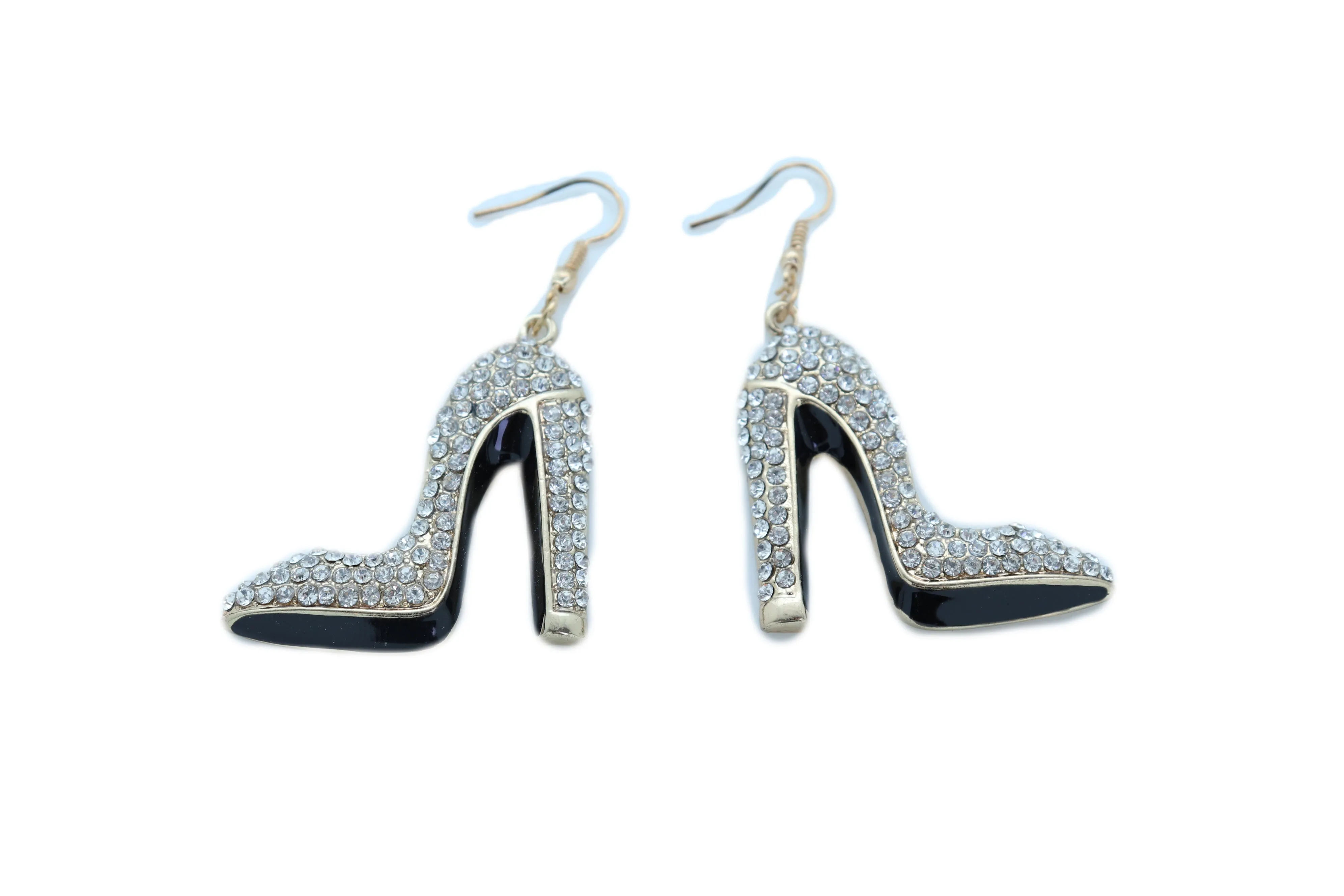 Earrings Set Gold Metal Fancy Fashion Pump Shoes Earrings Bling Sexy Party Look