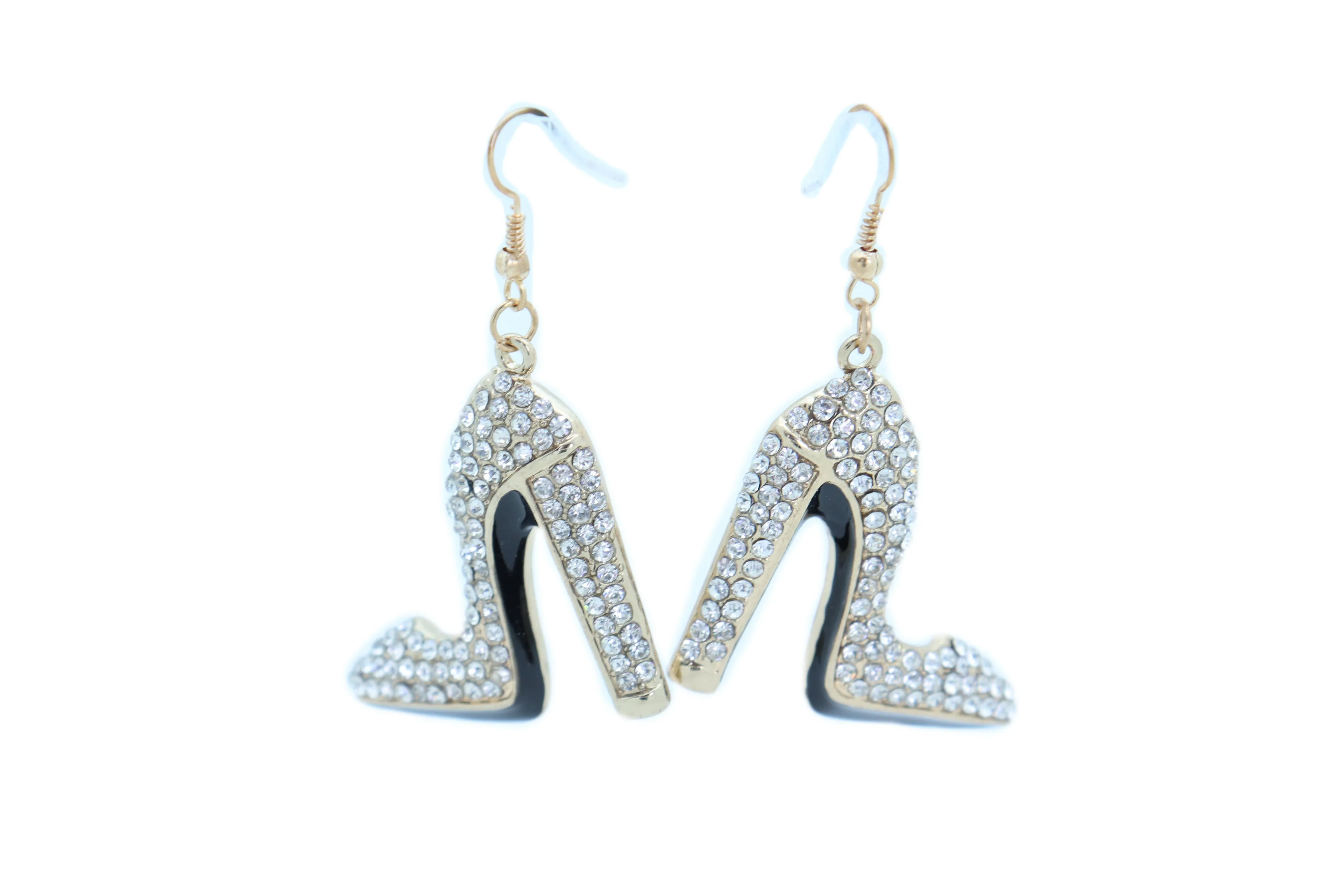 Earrings Set Gold Metal Fancy Fashion Pump Shoes Earrings Bling Sexy Party Look
