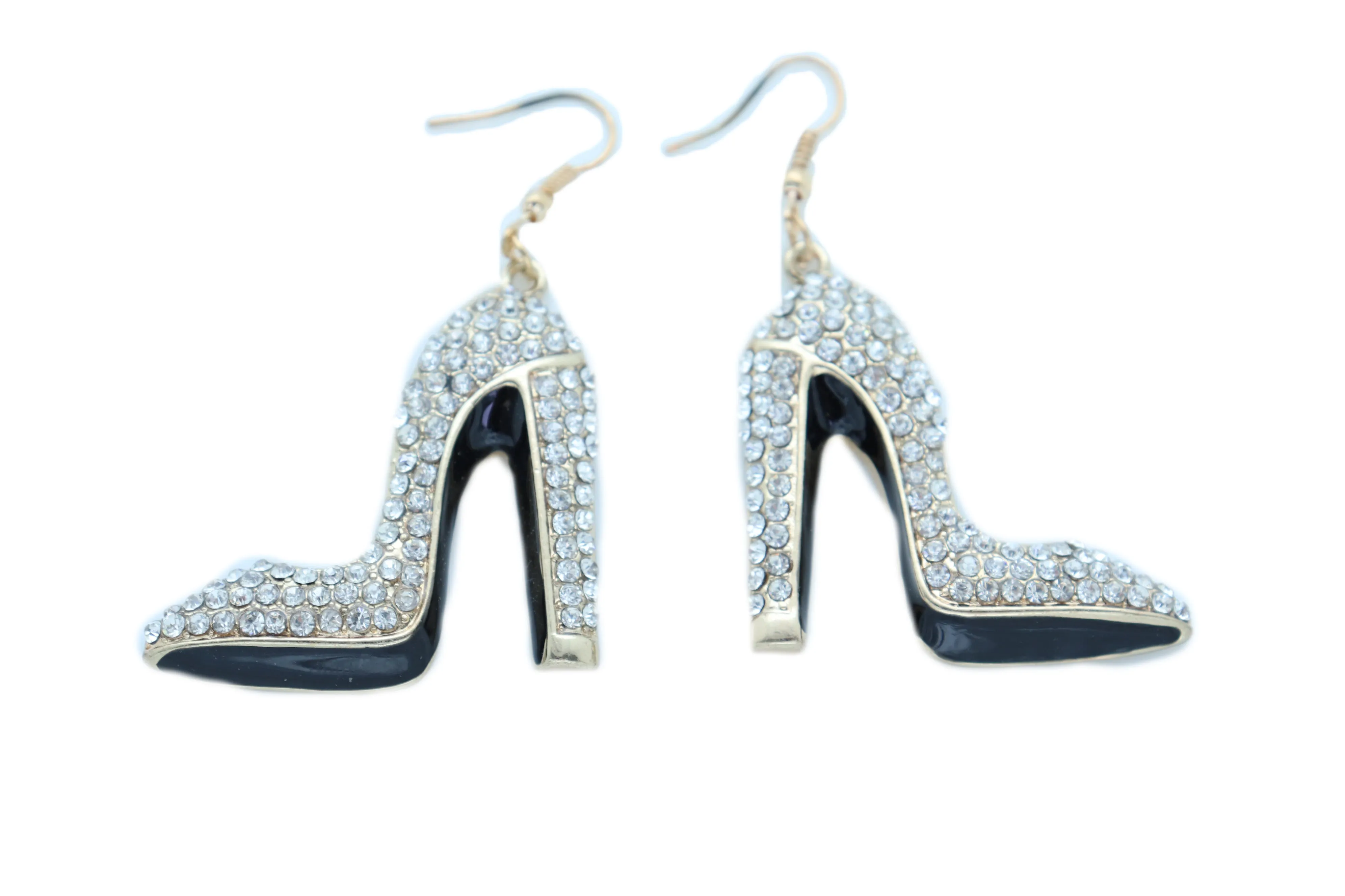 Earrings Set Gold Metal Fancy Fashion Pump Shoes Earrings Bling Sexy Party Look