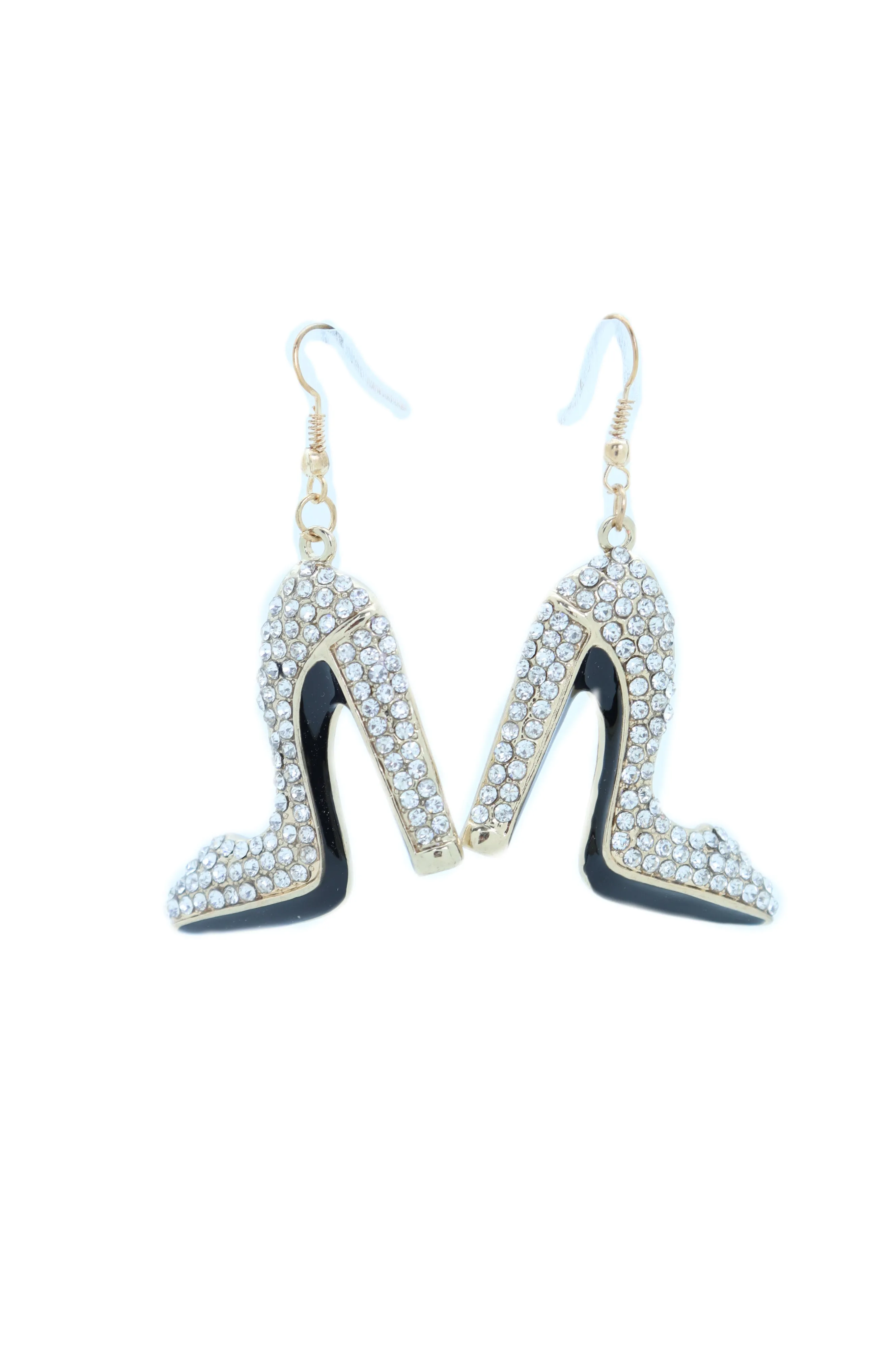 Earrings Set Gold Metal Fancy Fashion Pump Shoes Earrings Bling Sexy Party Look