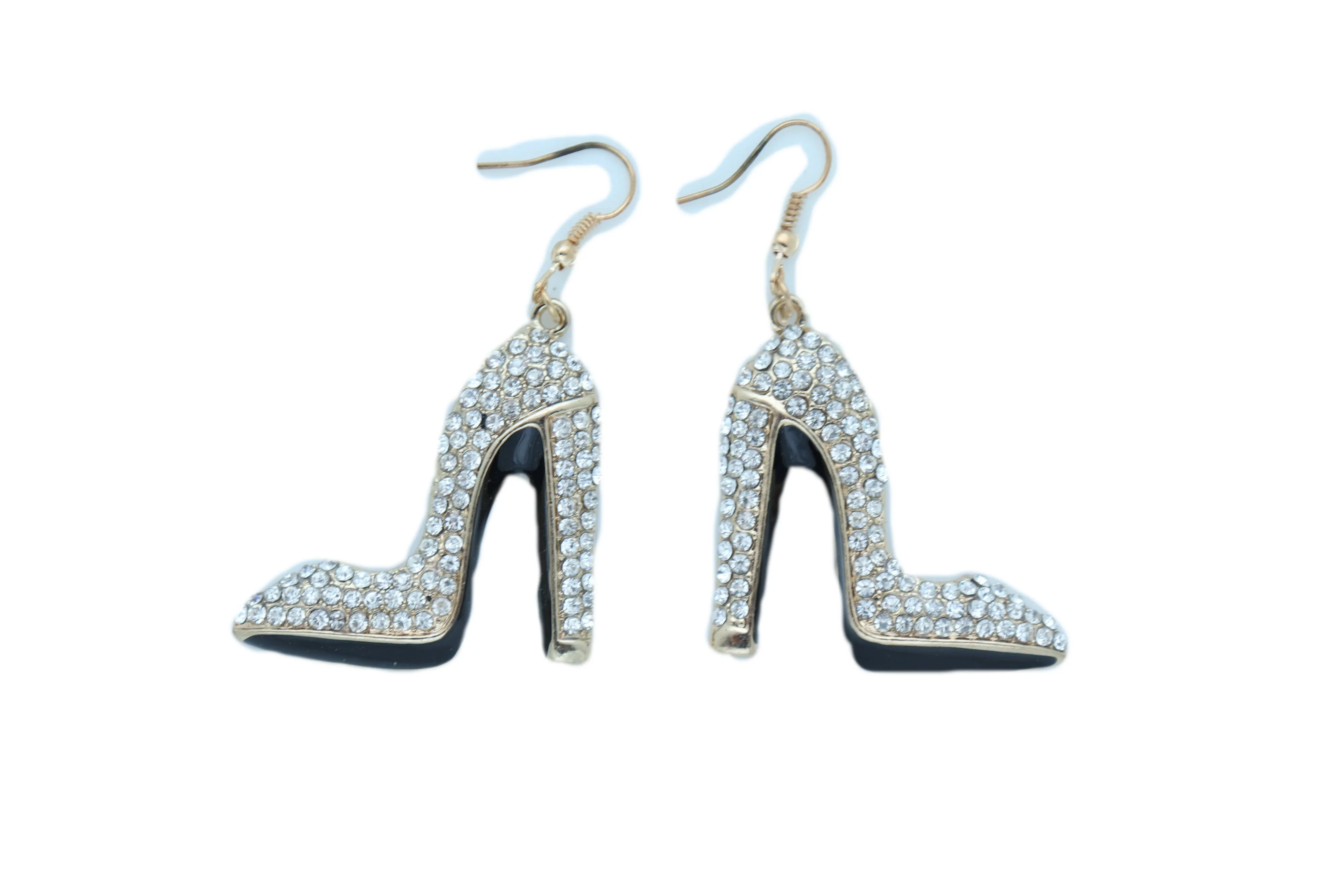 Earrings Set Gold Metal Fancy Fashion Pump Shoes Earrings Bling Sexy Party Look