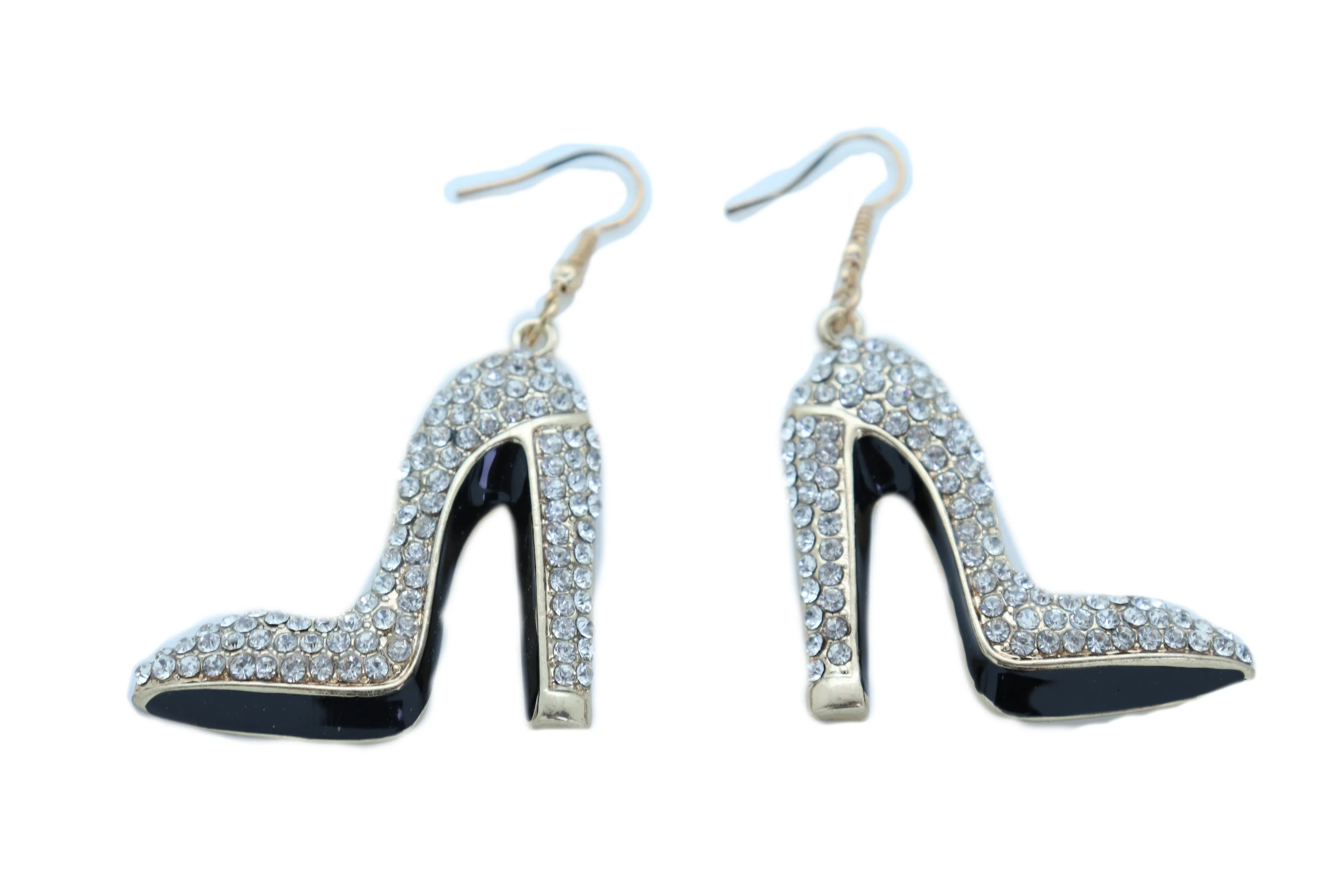 Earrings Set Gold Metal Fancy Fashion Pump Shoes Earrings Bling Sexy Party Look