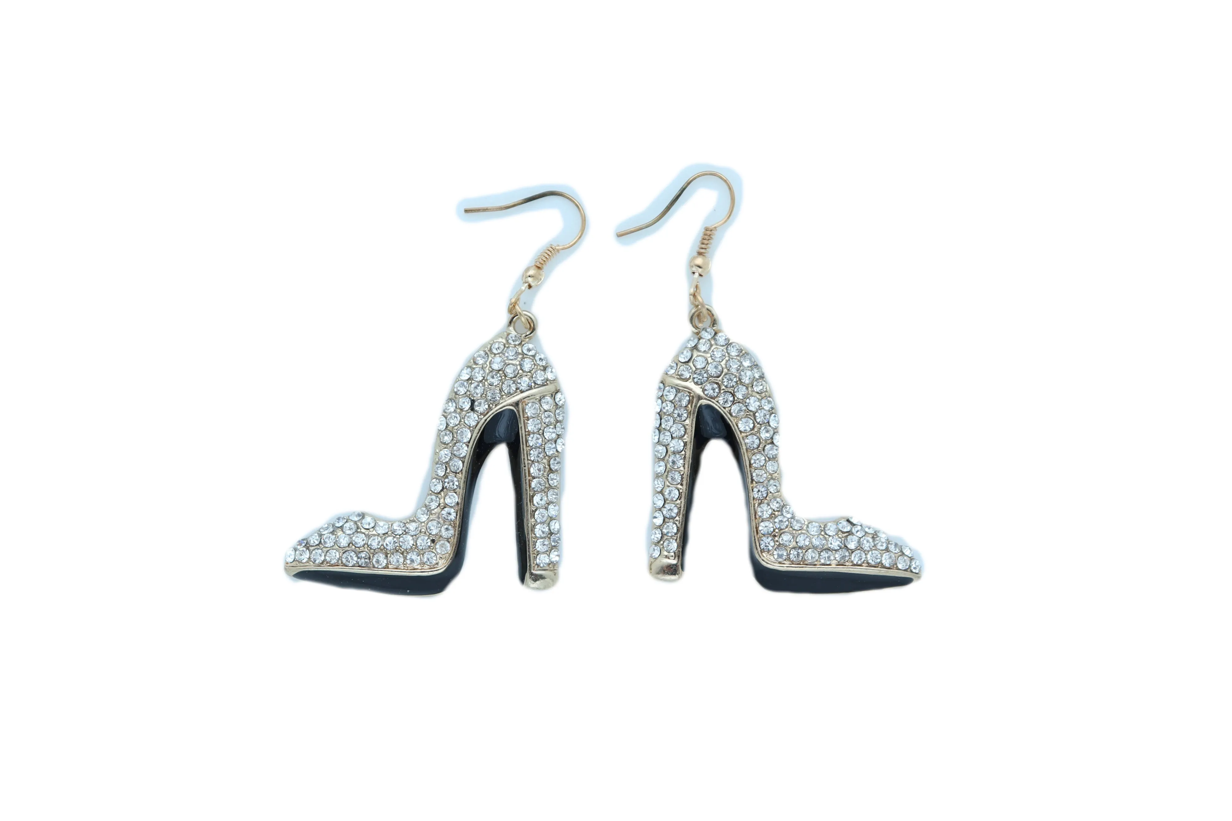 Earrings Set Gold Metal Fancy Fashion Pump Shoes Earrings Bling Sexy Party Look
