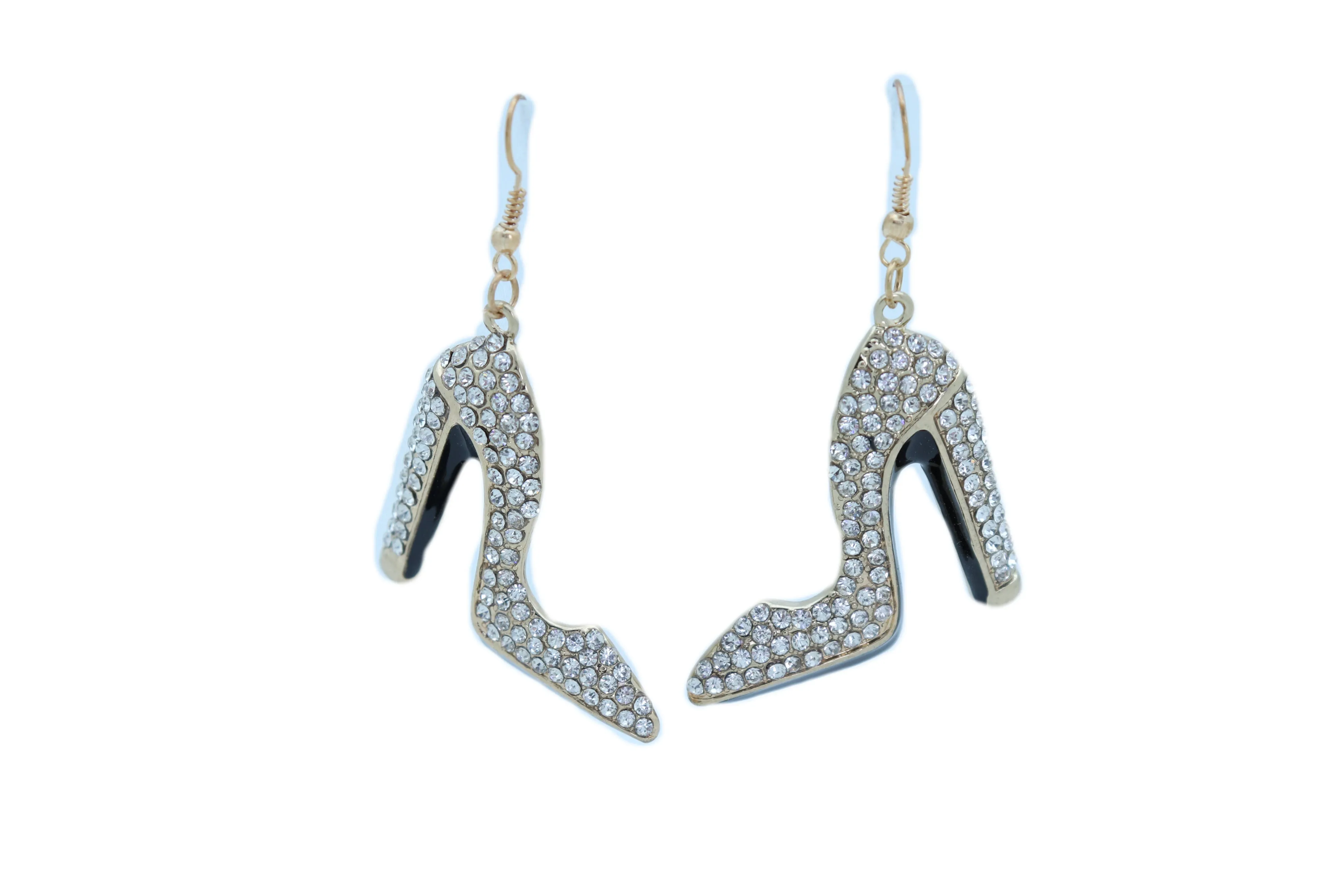 Earrings Set Gold Metal Fancy Fashion Pump Shoes Earrings Bling Sexy Party Look