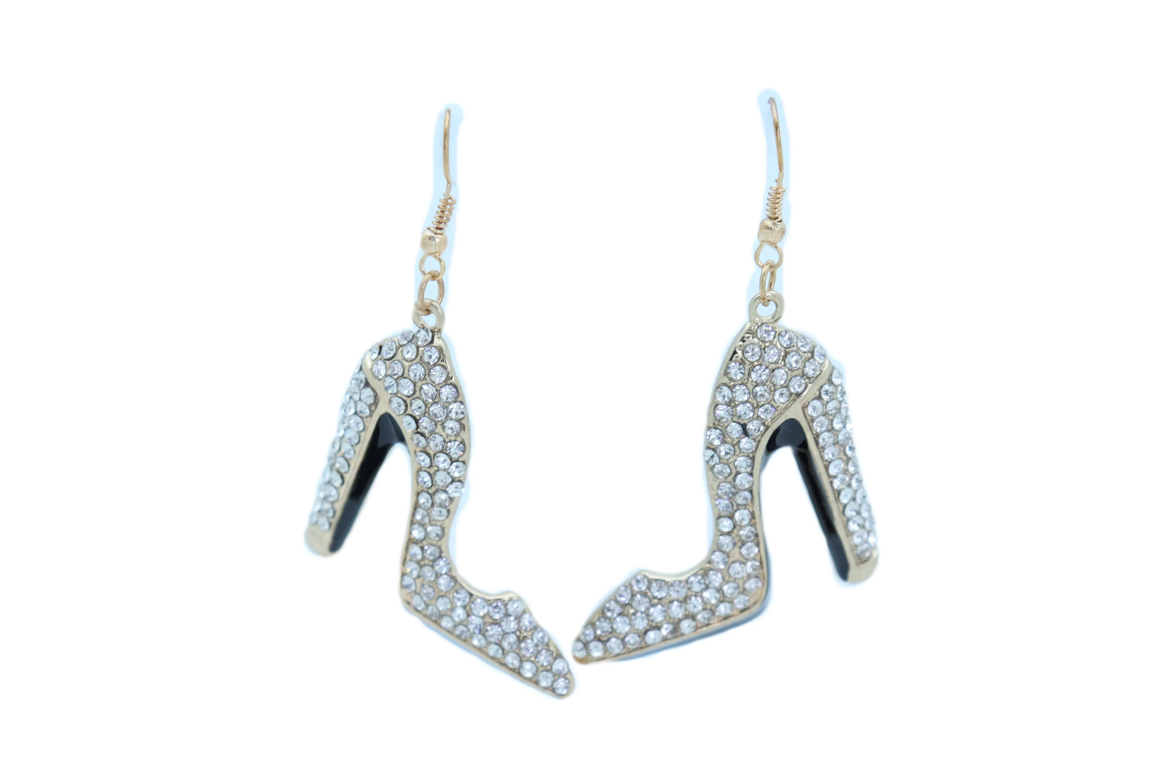 Earrings Set Gold Metal Fancy Fashion Pump Shoes Earrings Bling Sexy Party Look