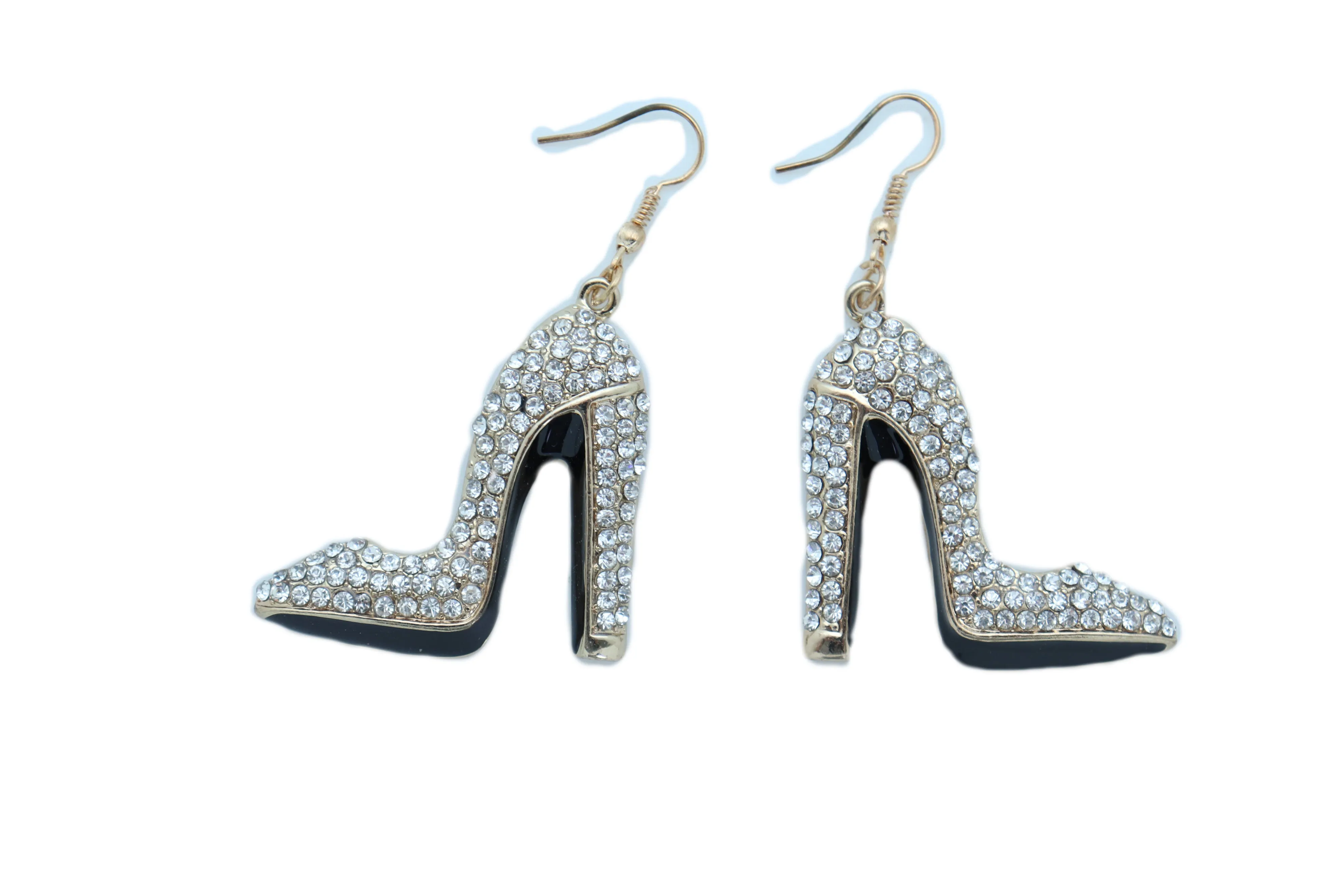 Earrings Set Gold Metal Fancy Fashion Pump Shoes Earrings Bling Sexy Party Look