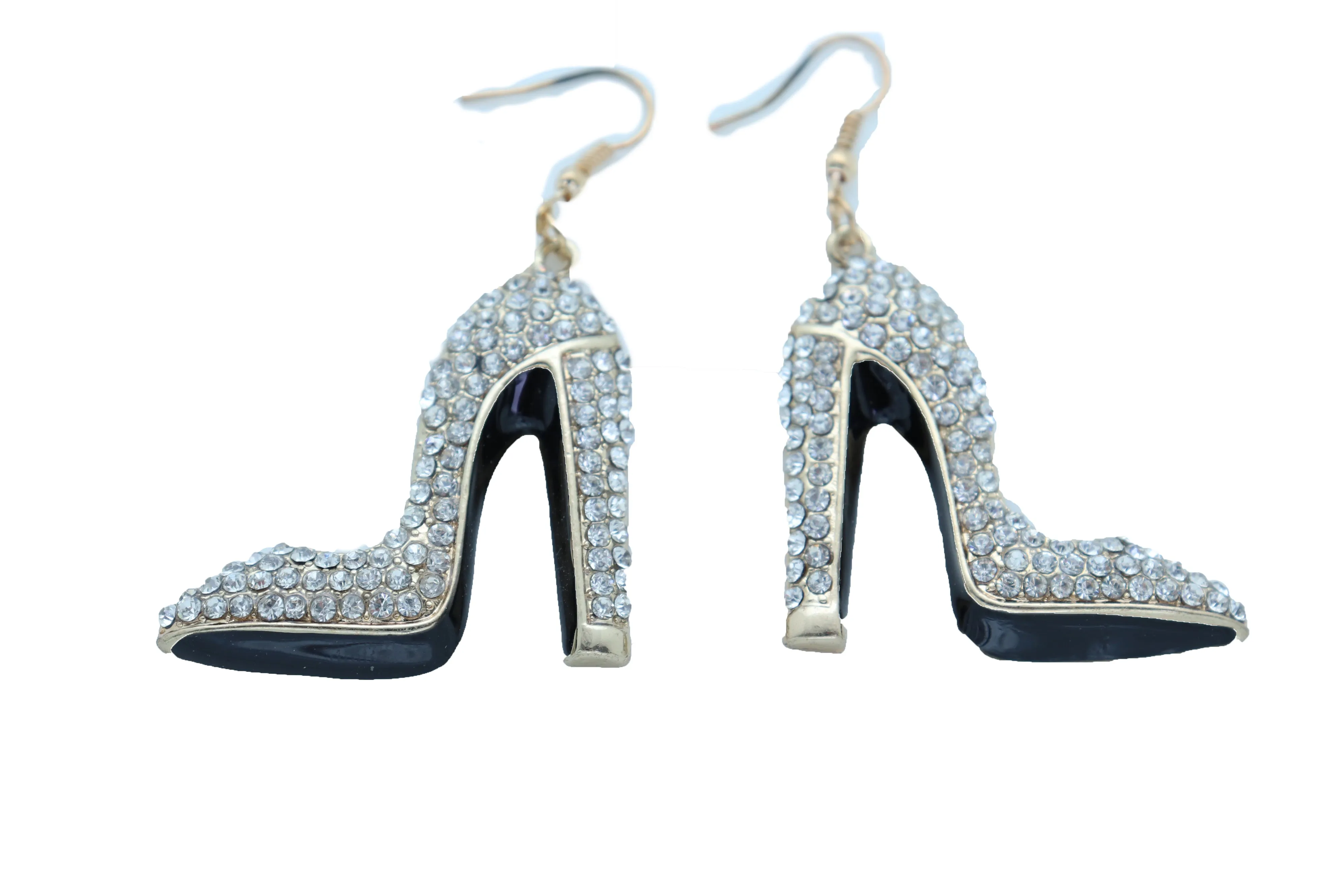 Earrings Set Gold Metal Fancy Fashion Pump Shoes Earrings Bling Sexy Party Look