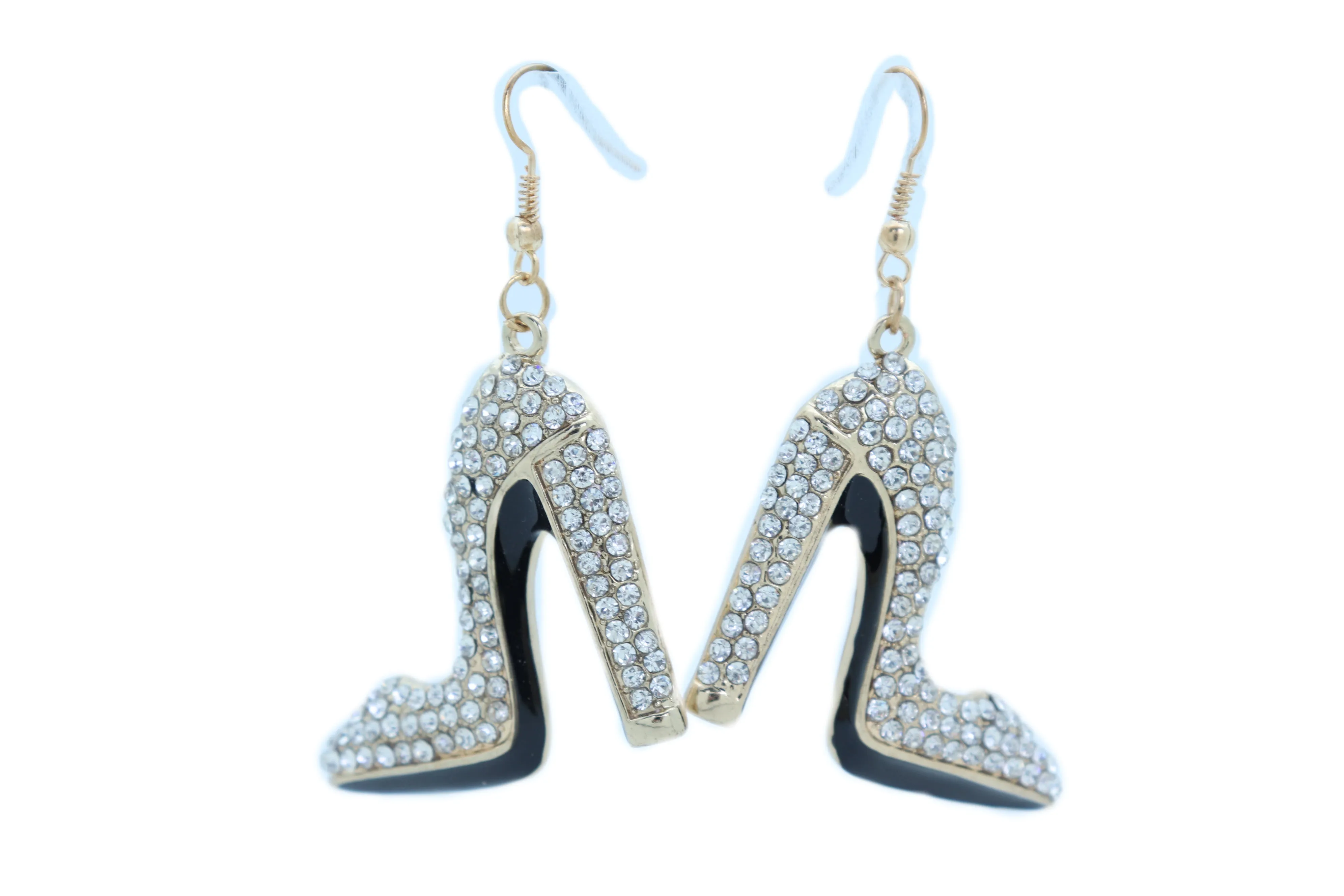 Earrings Set Gold Metal Fancy Fashion Pump Shoes Earrings Bling Sexy Party Look