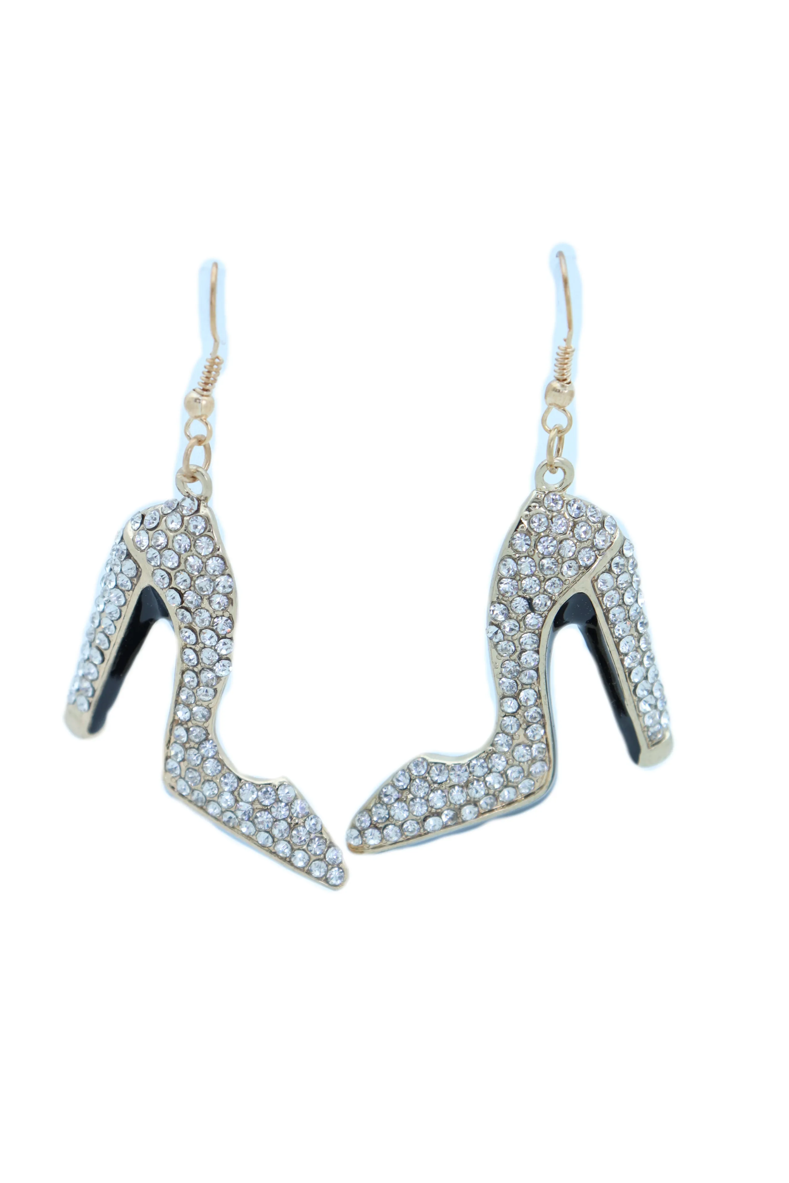 Earrings Set Gold Metal Fancy Fashion Pump Shoes Earrings Bling Sexy Party Look