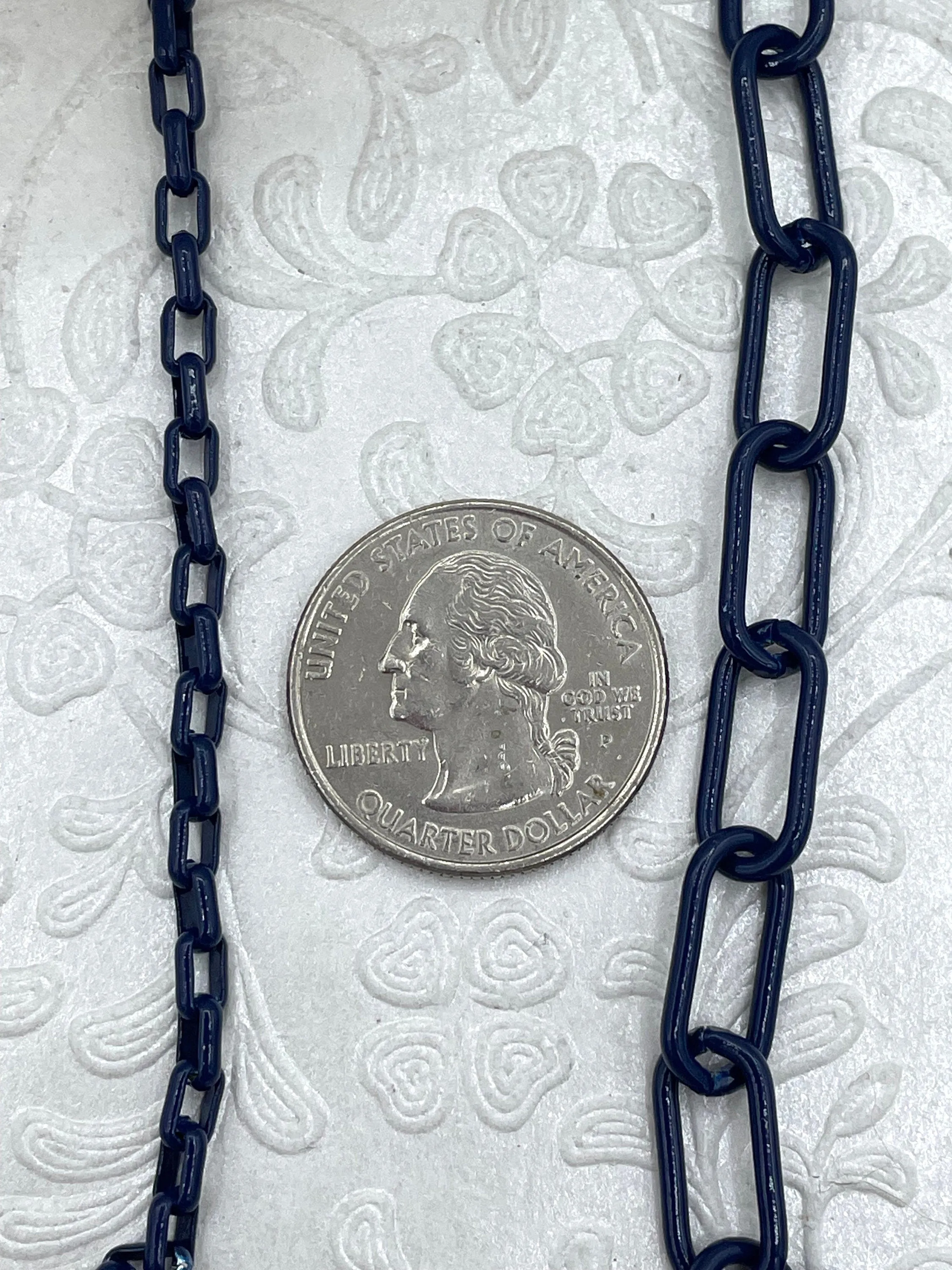 Enamel Plated Navy Paper Clip Chain, Enamel Box Chain, Enamel Chains, Blue Jewelry Chains, Link Chain, 2 styles Fast Ship