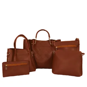 FABULOUS 5 PCS CHOCO BROWN BAG SET