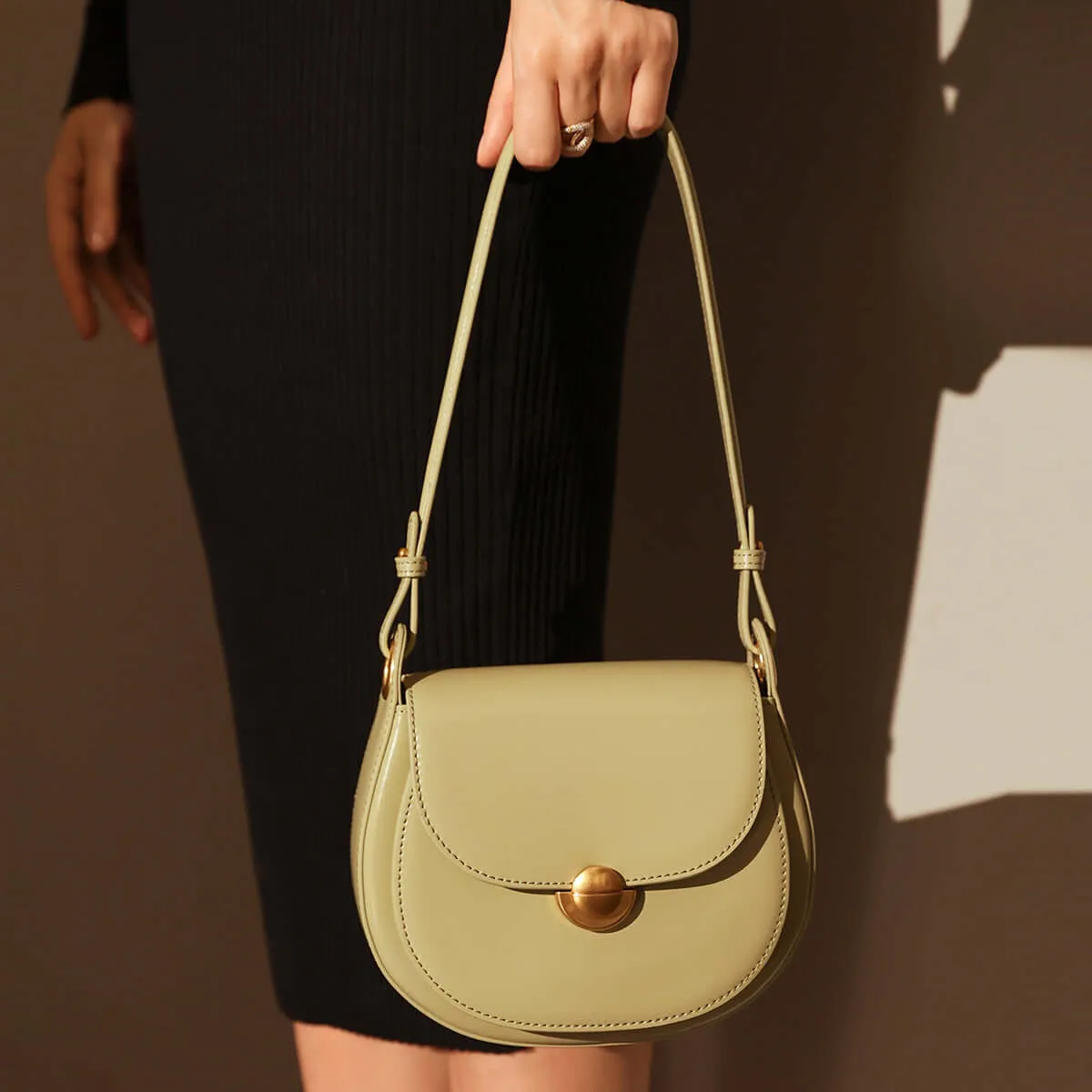 Flap Back Crescent Shoulder Bag