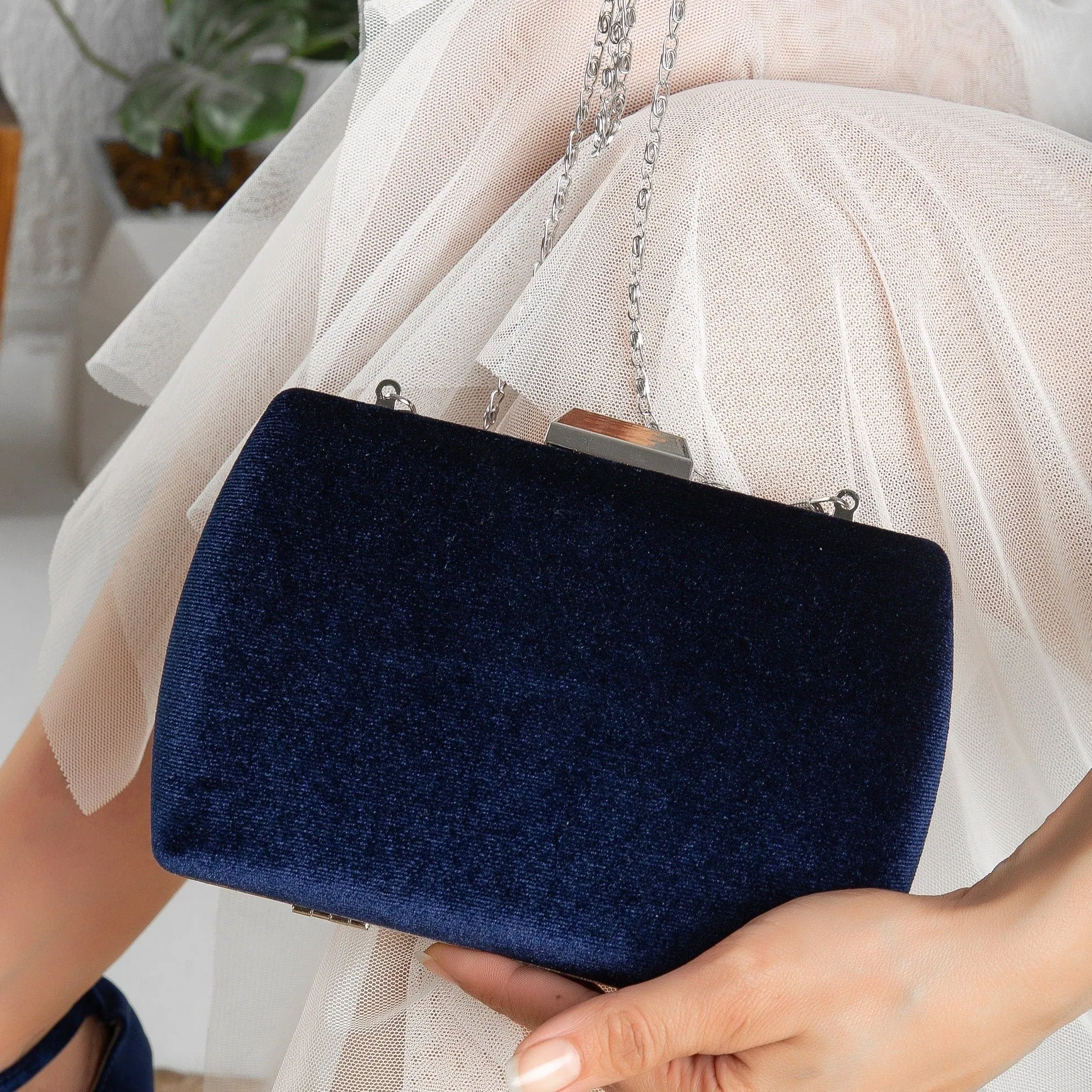 Francisca - Blue Velvet Clutch