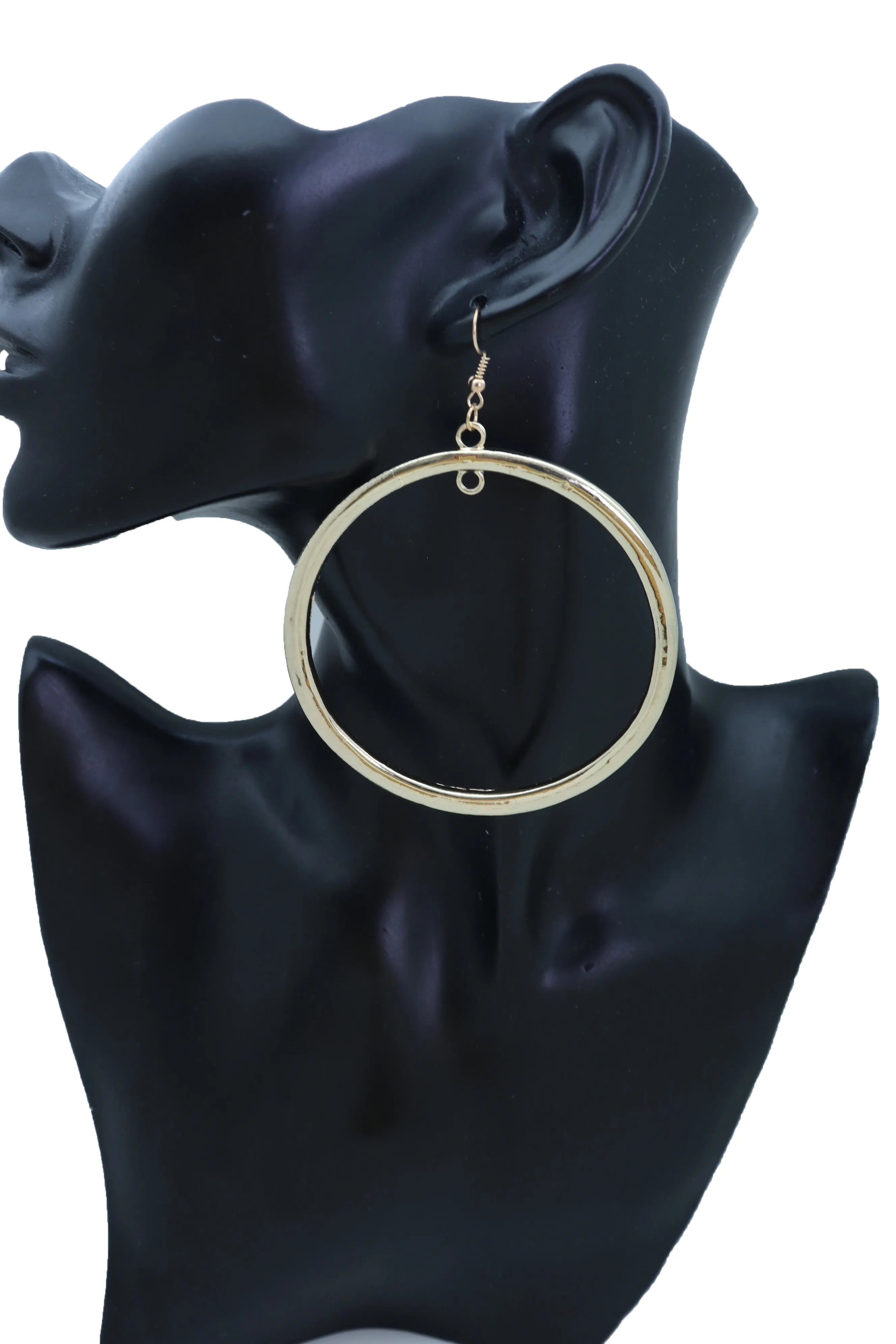 Gold Thick Hoop Ring Dangle Earrings