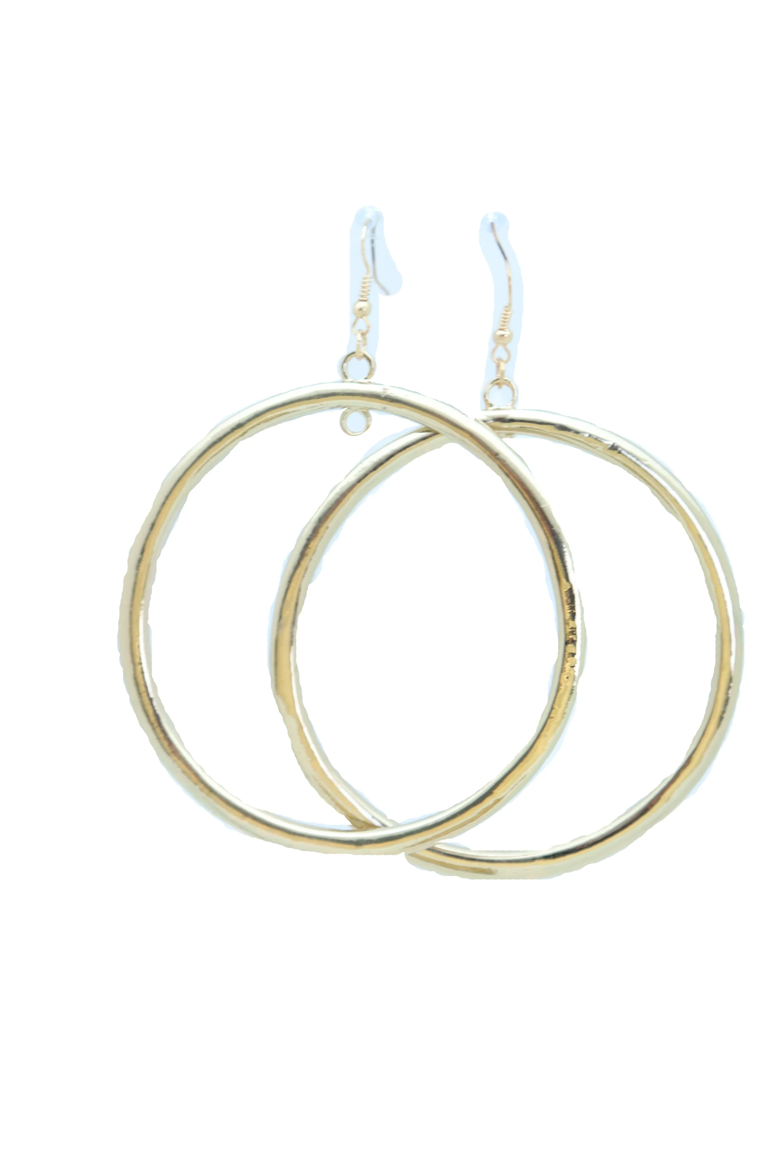 Gold Thick Hoop Ring Dangle Earrings