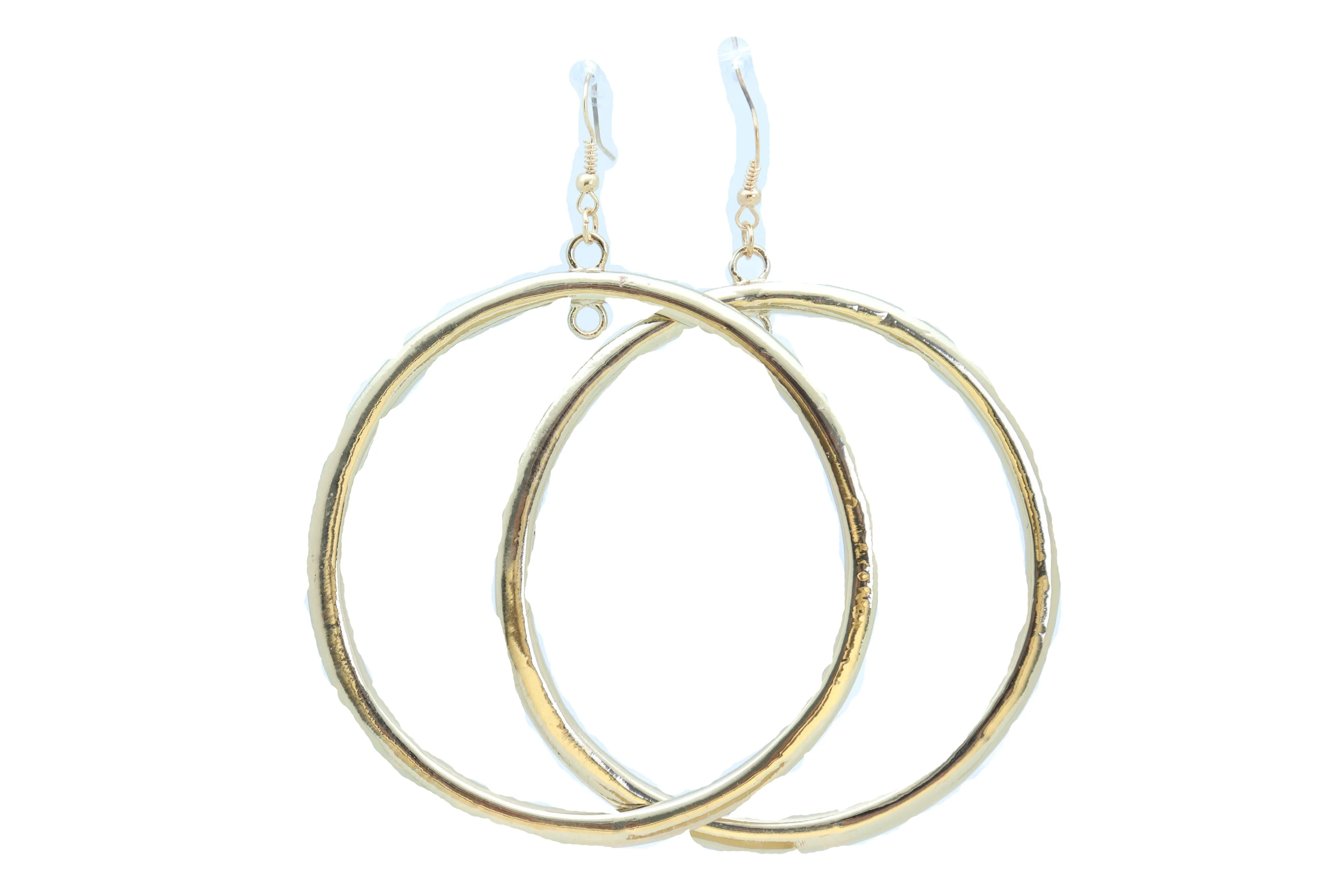 Gold Thick Hoop Ring Dangle Earrings