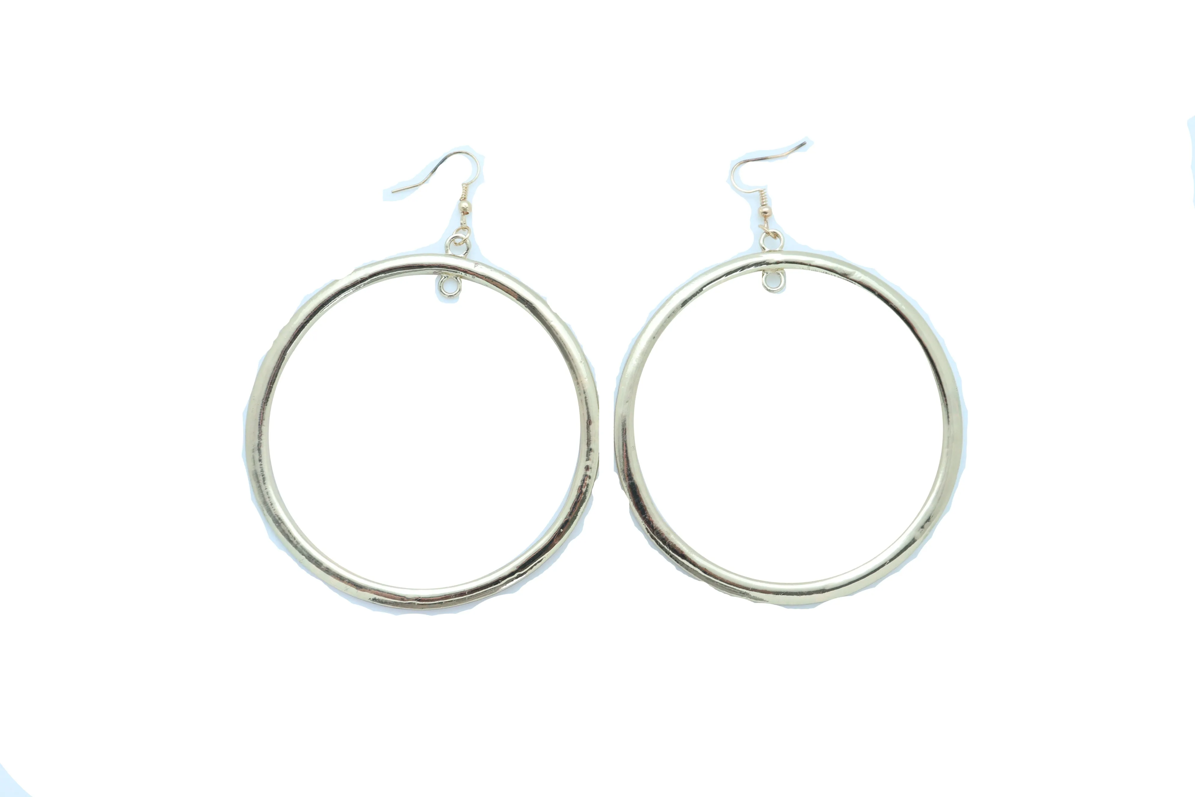 Gold Thick Hoop Ring Dangle Earrings