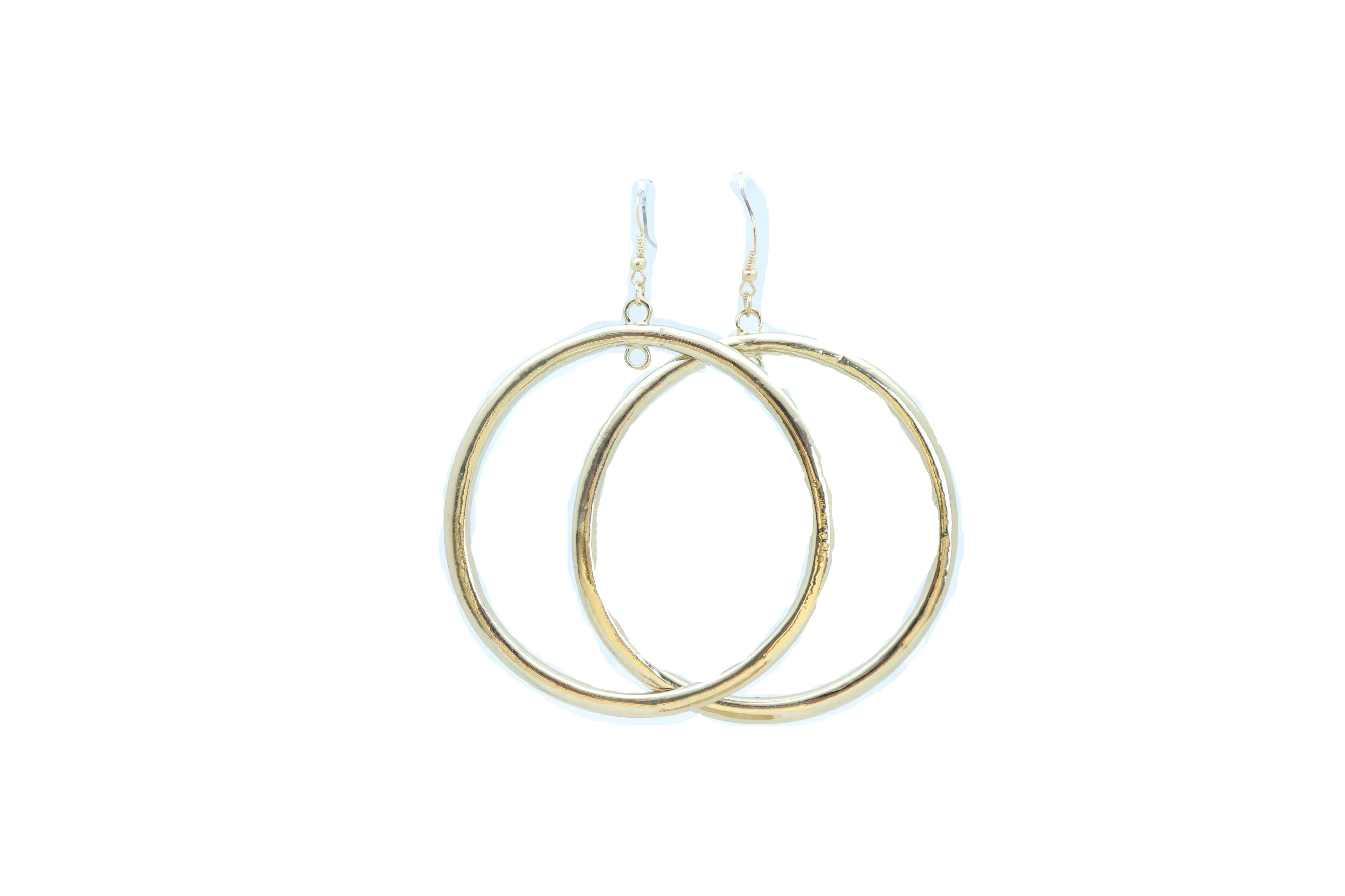Gold Thick Hoop Ring Dangle Earrings